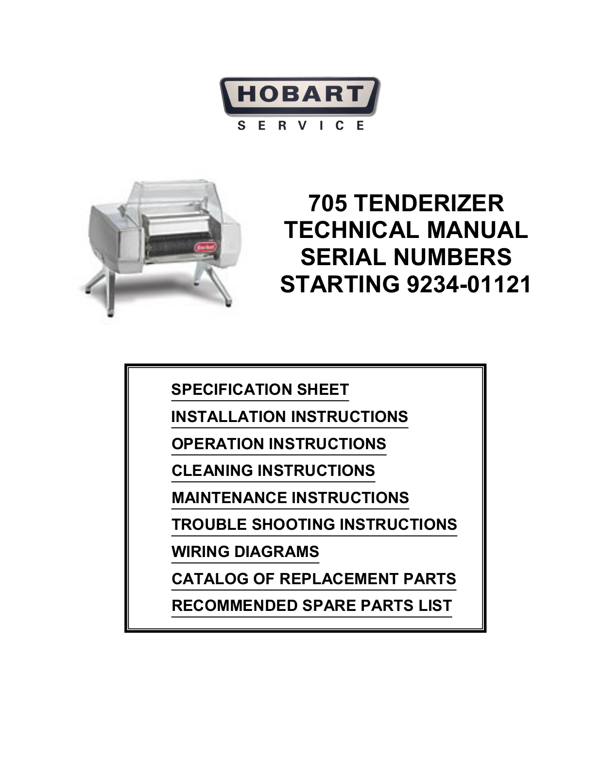 Hobart 705S Owner's Manual