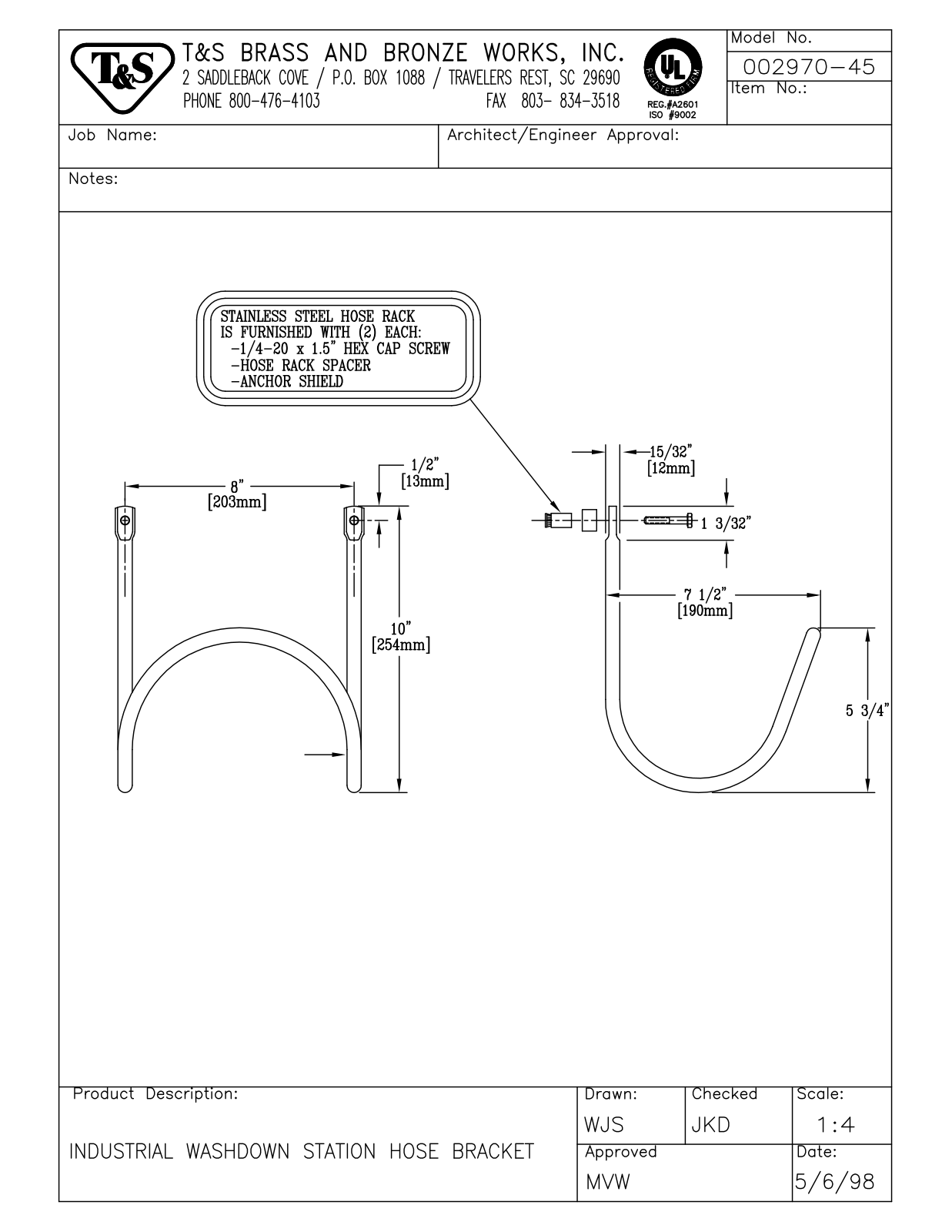 T&S Brass 002970-45 User Manual