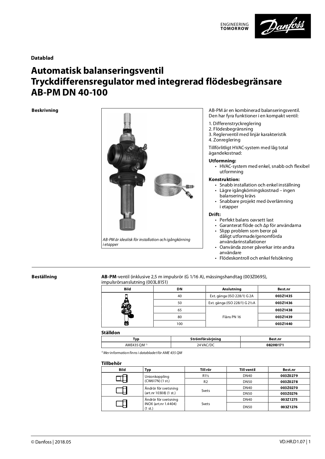 Danfoss AB-PM DN 40-100 Data sheet