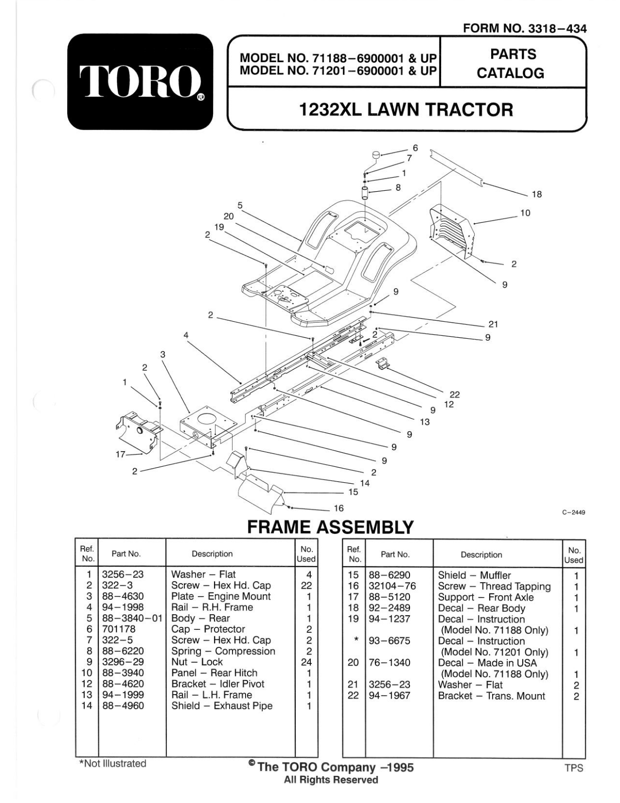 Toro 71188, 71201 Parts Catalogue