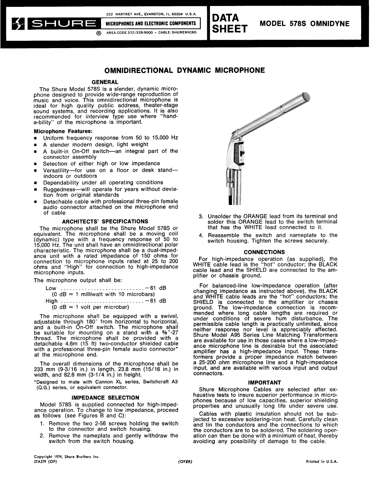 Shure 578S User Guide