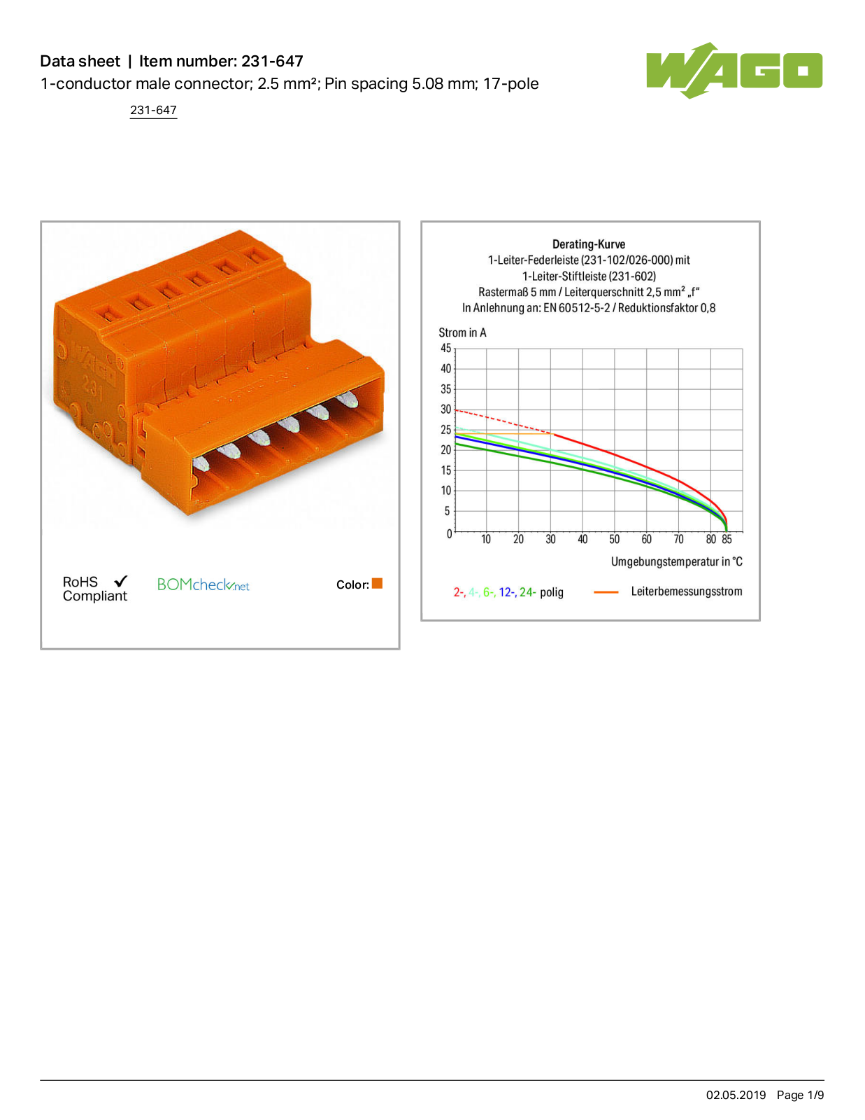 Wago 231-647 Data Sheet