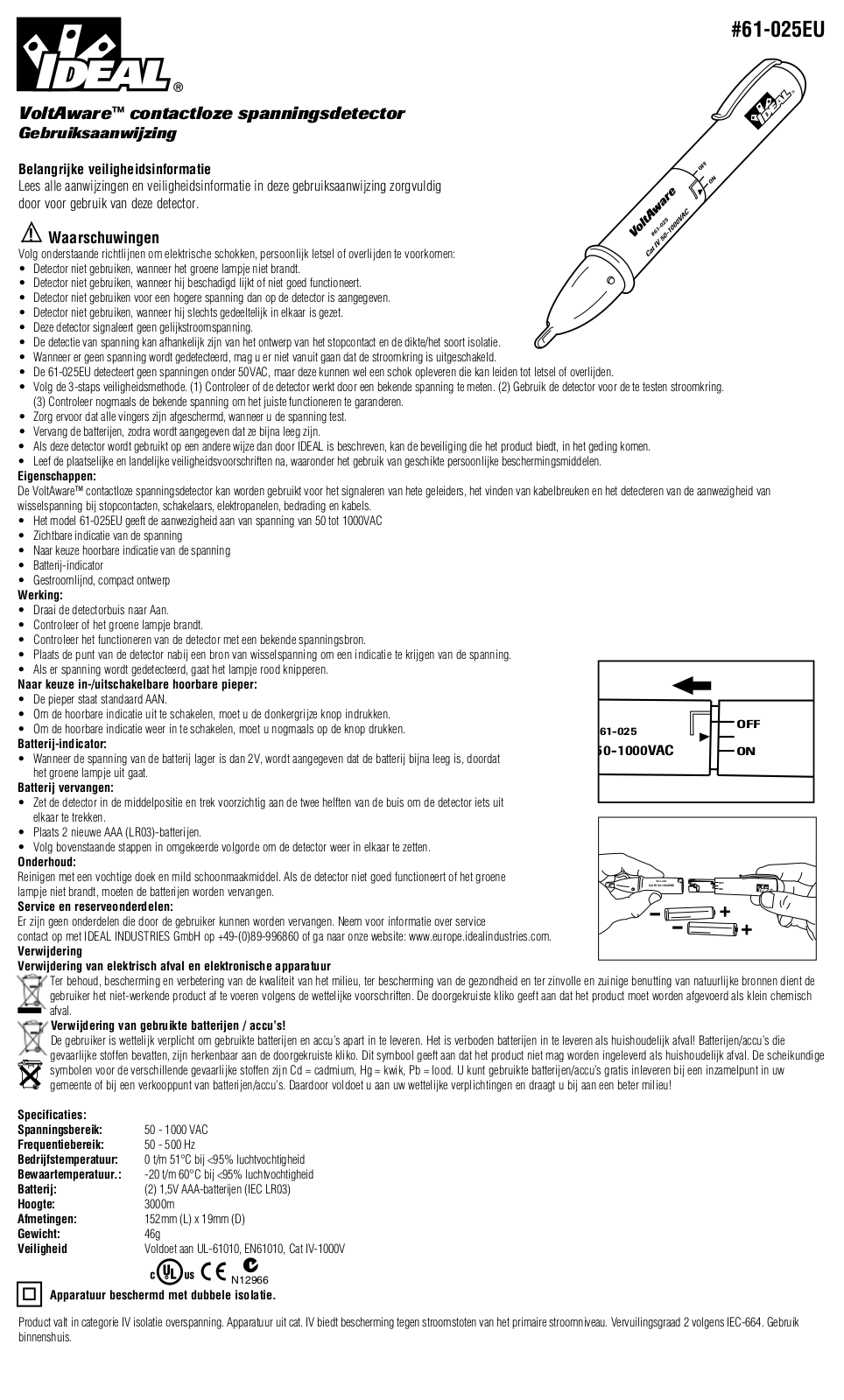 IDEAL Electrical 61-025EU Instruction Sheet