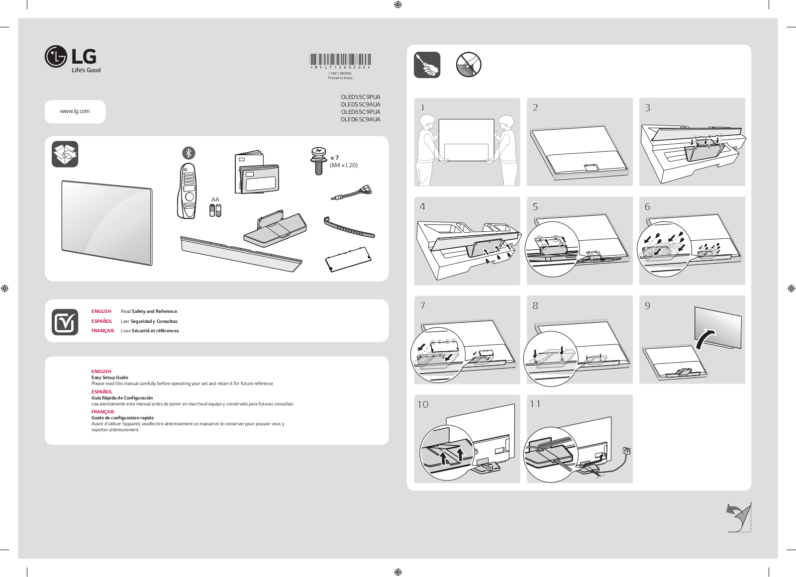 LG OLED55C9PUA, OLED65C9PUA Quick Setup Guide