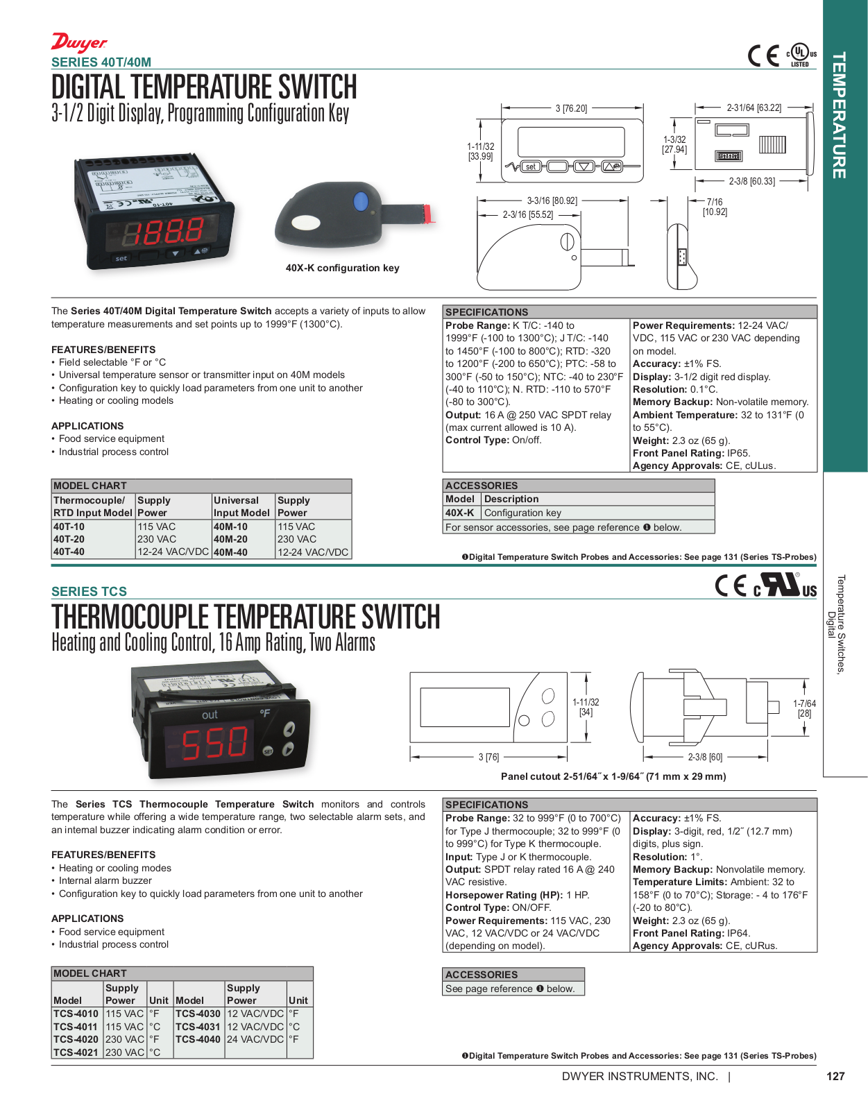 Dwyer Instruments SERIES TCS Catalog Page