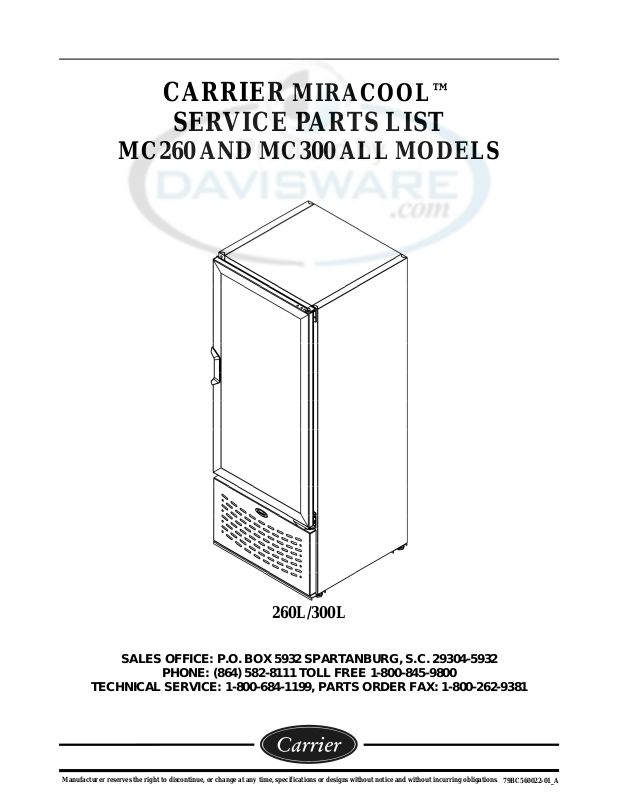 Beverage Air MC260-1-B Parts List