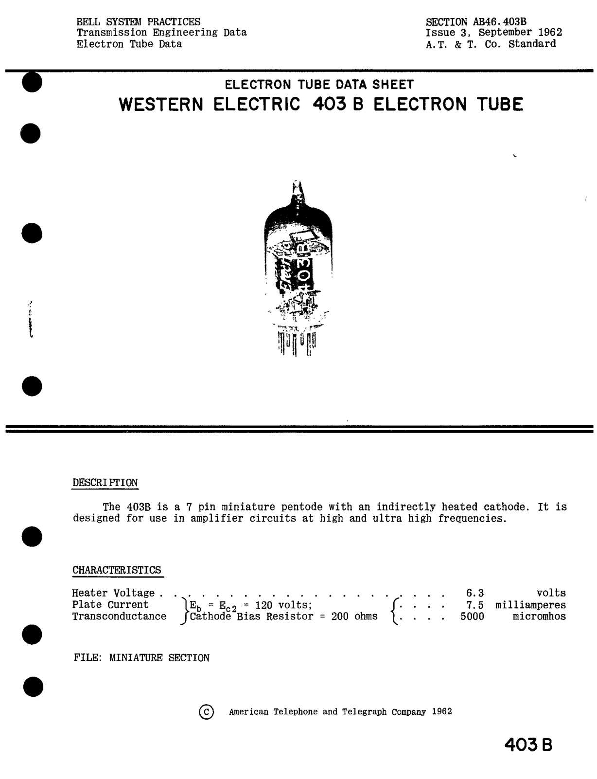 Western Electric 403-B Brochure