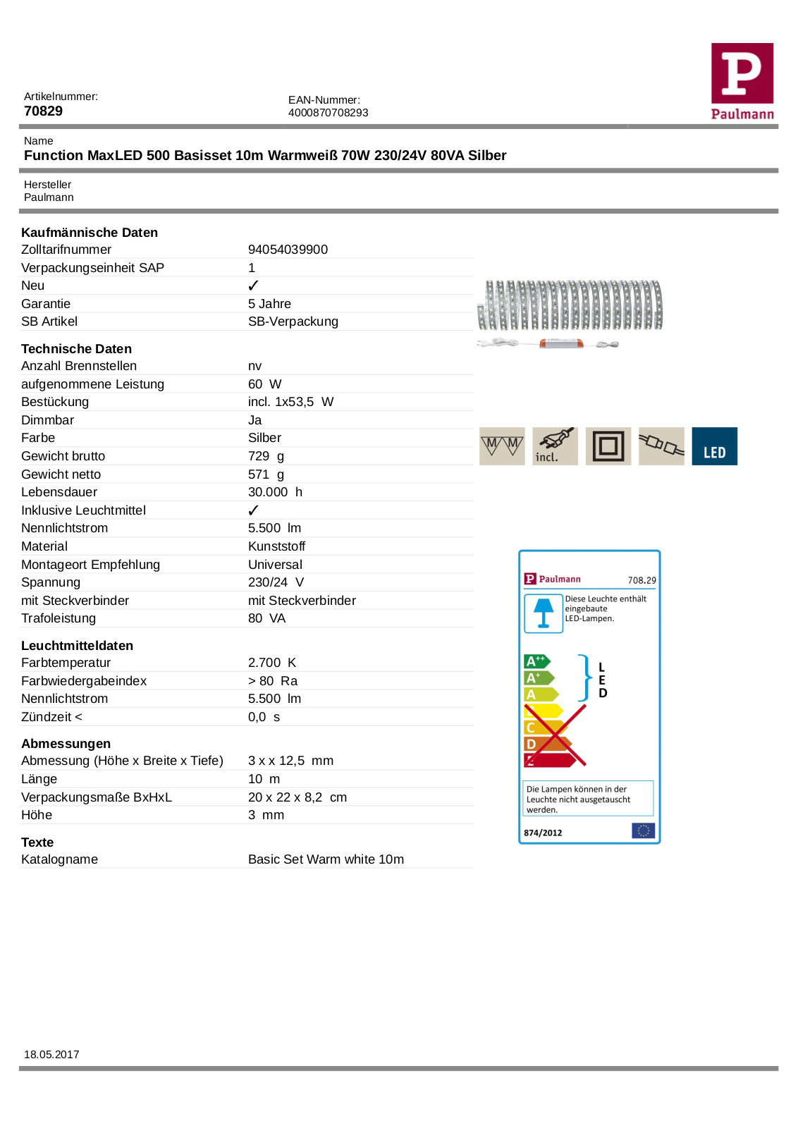 PAULMANN PLM 70829 Datasheet - ManualMachine.com