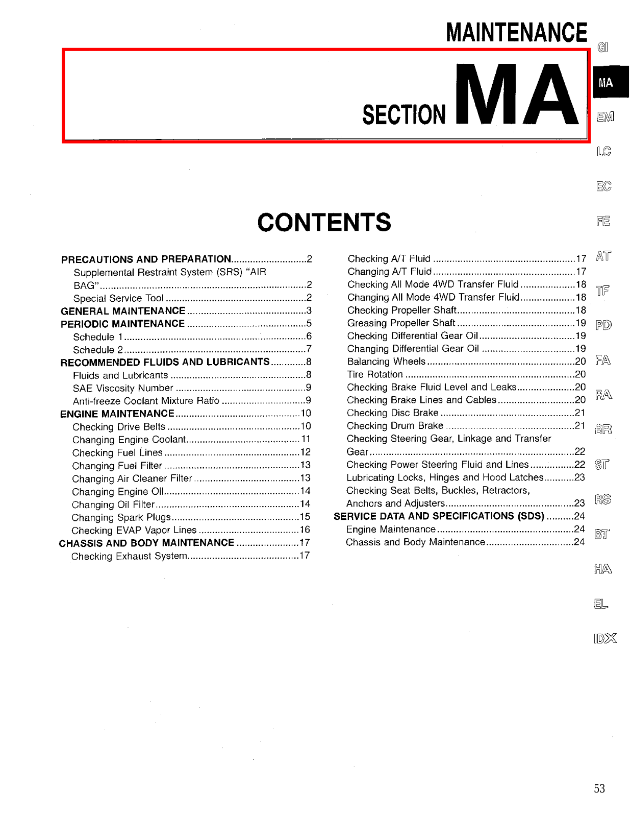 Infiniti QX4 1997 Maintenance Manual