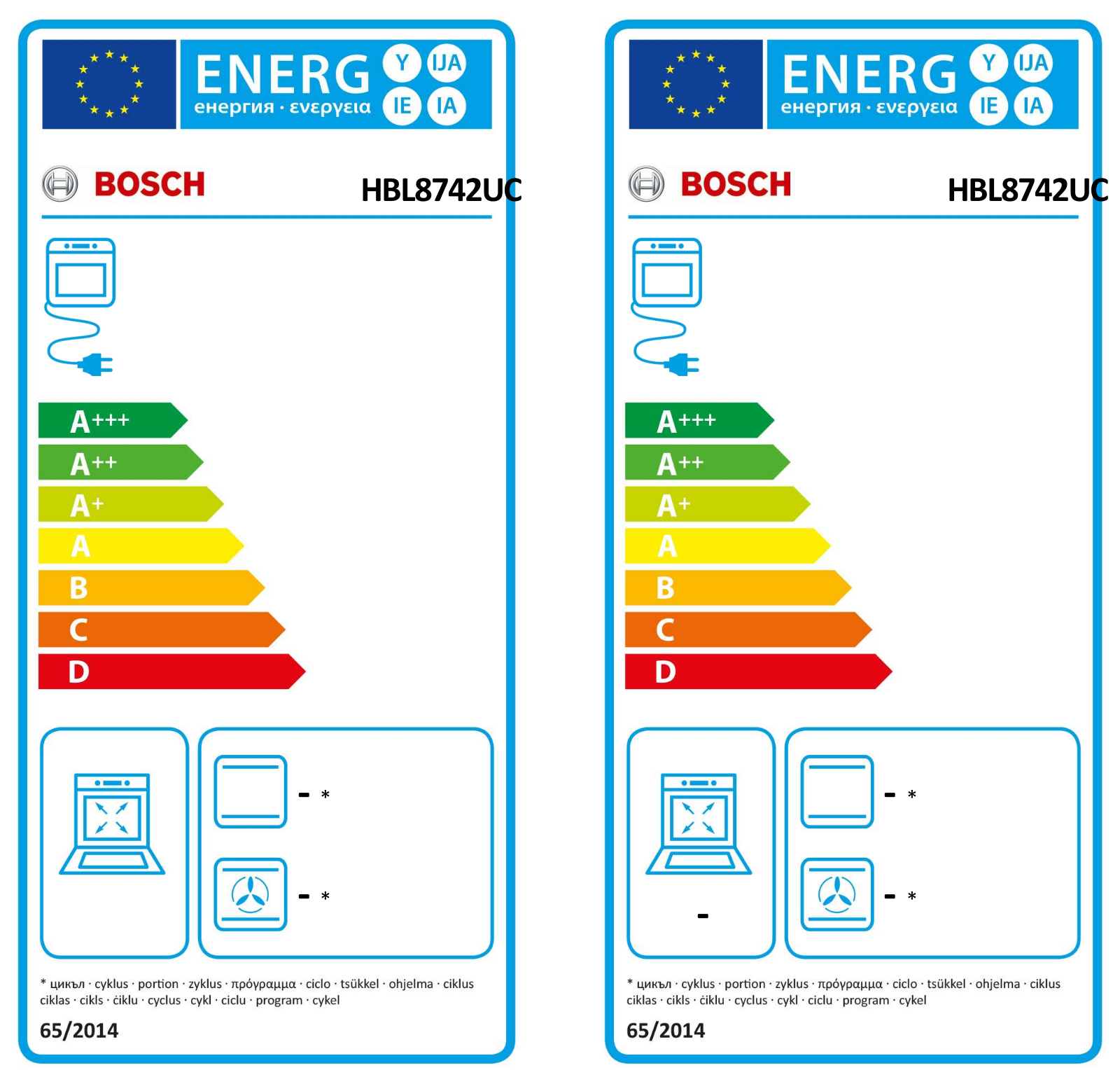 Bosch HBL8742UC Energy Guide