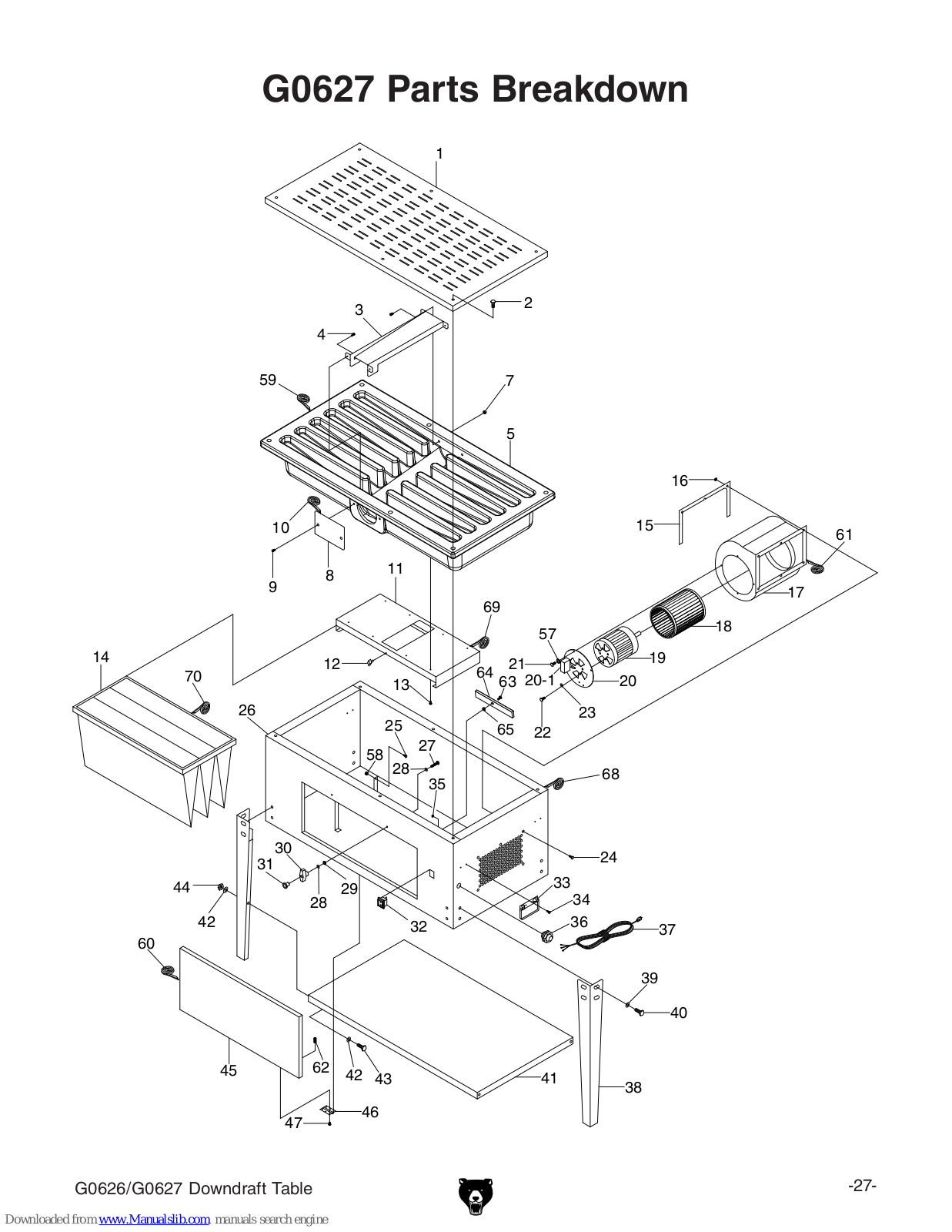 Grizzly G0627 Parts Breakdown