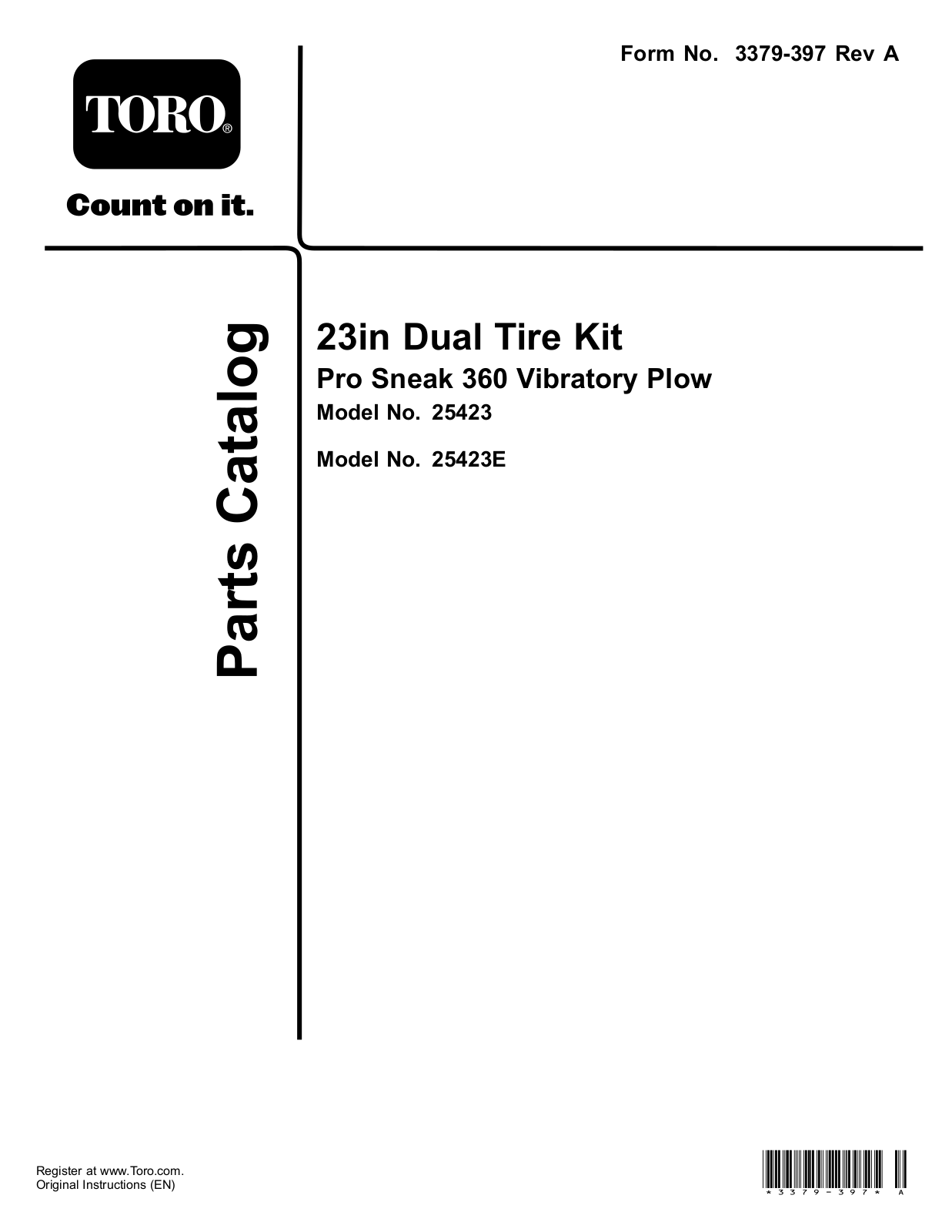 Toro 25423, 25423E Parts Catalogue