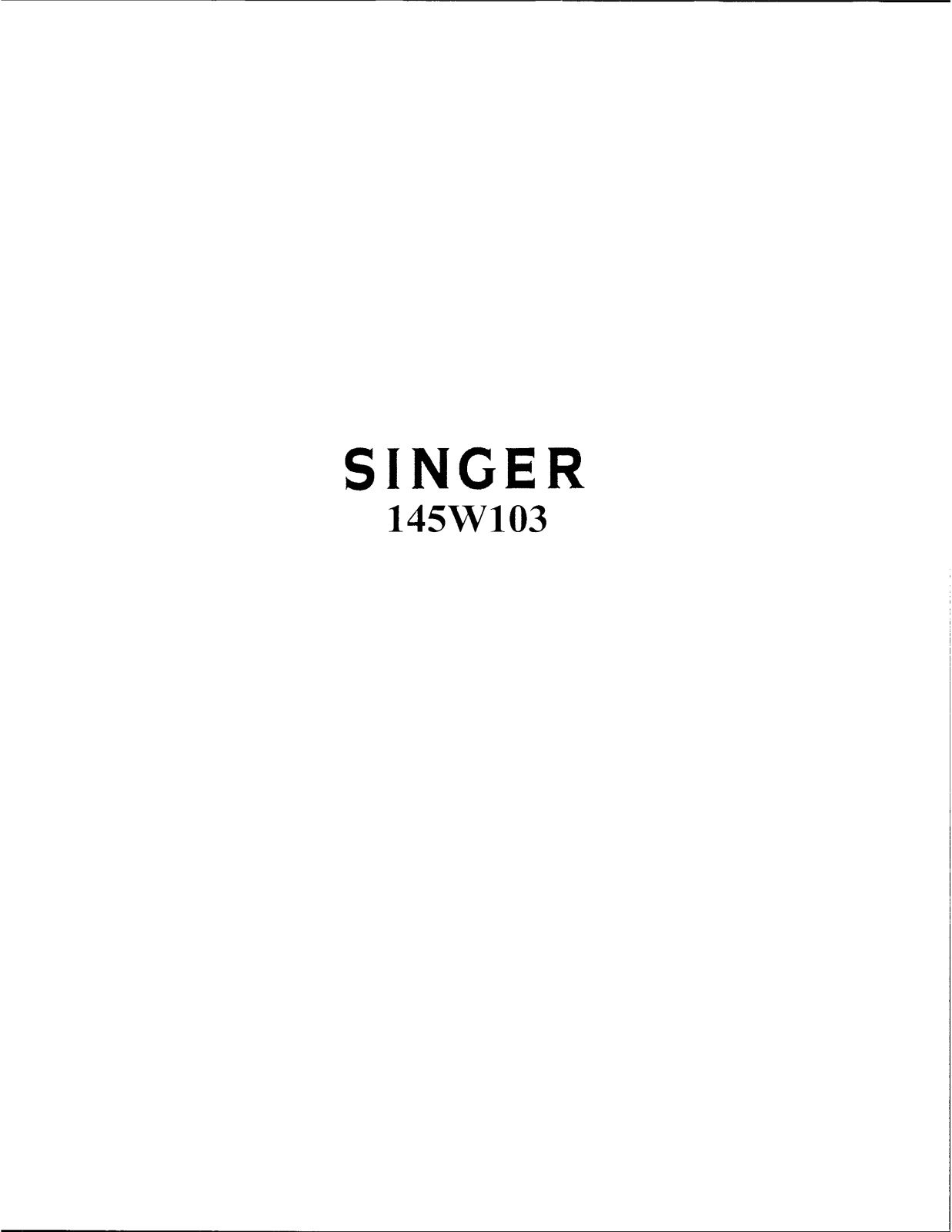 SINGER 145W103 Parts List