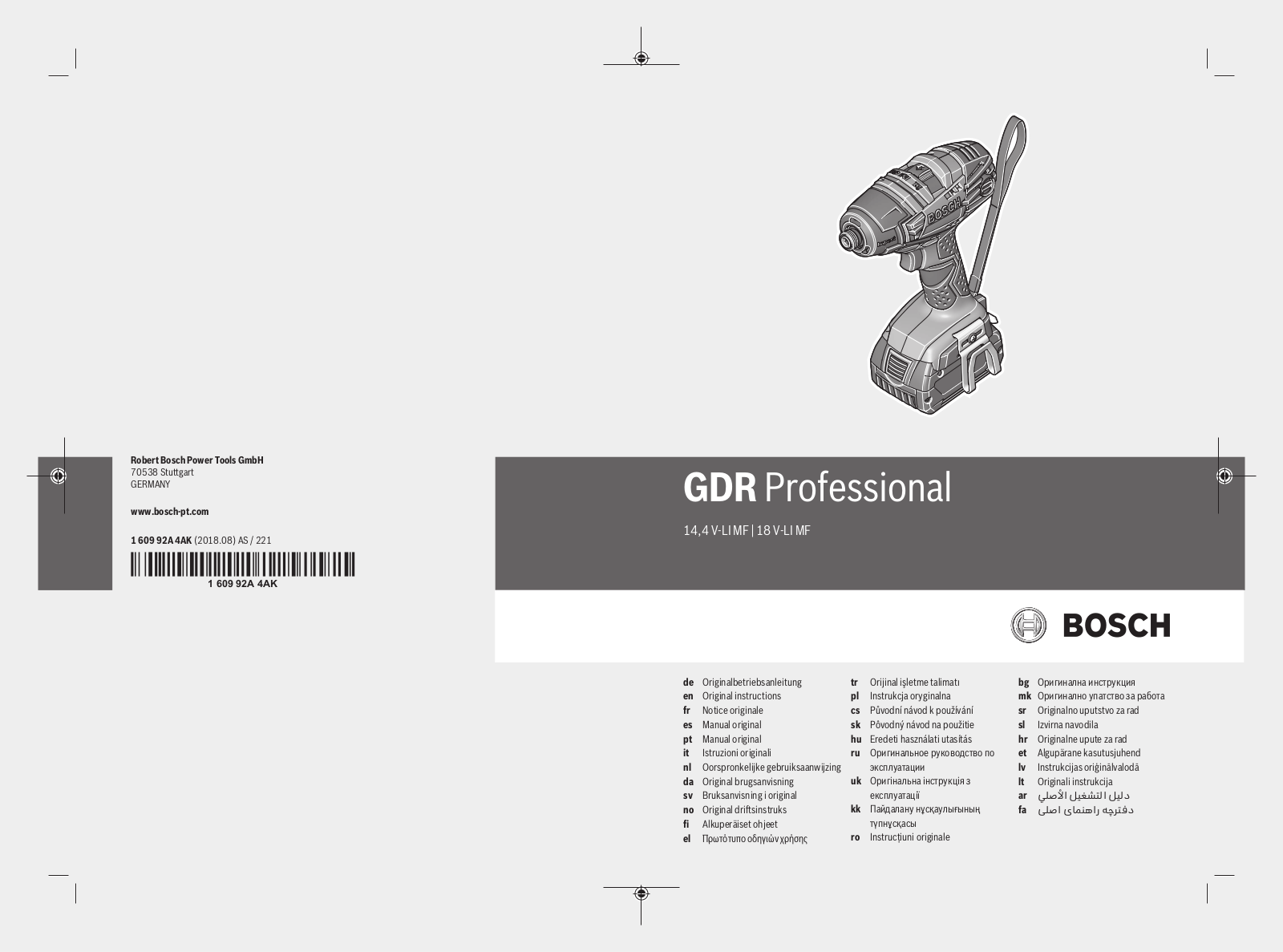 Bosch GDR 14,4 V-LI MF, GDR 18 V-LI MF User Manual