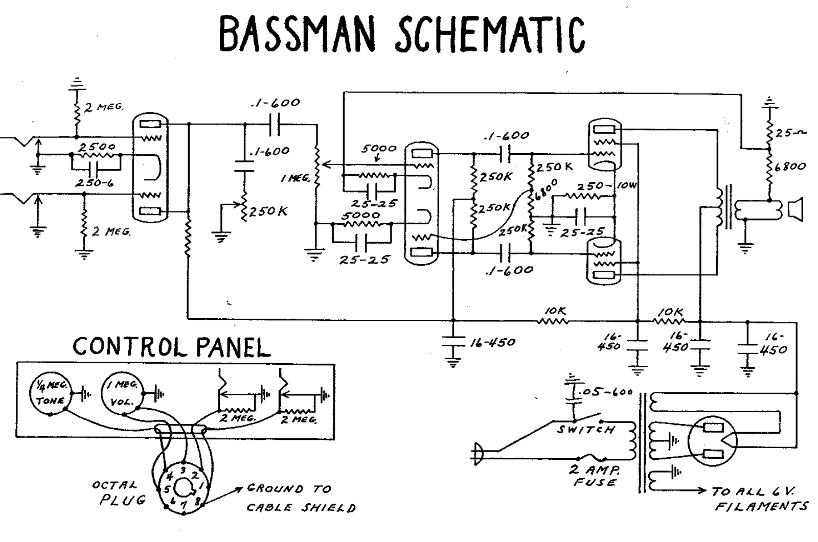 Fender Bassman-5B6 Schematic