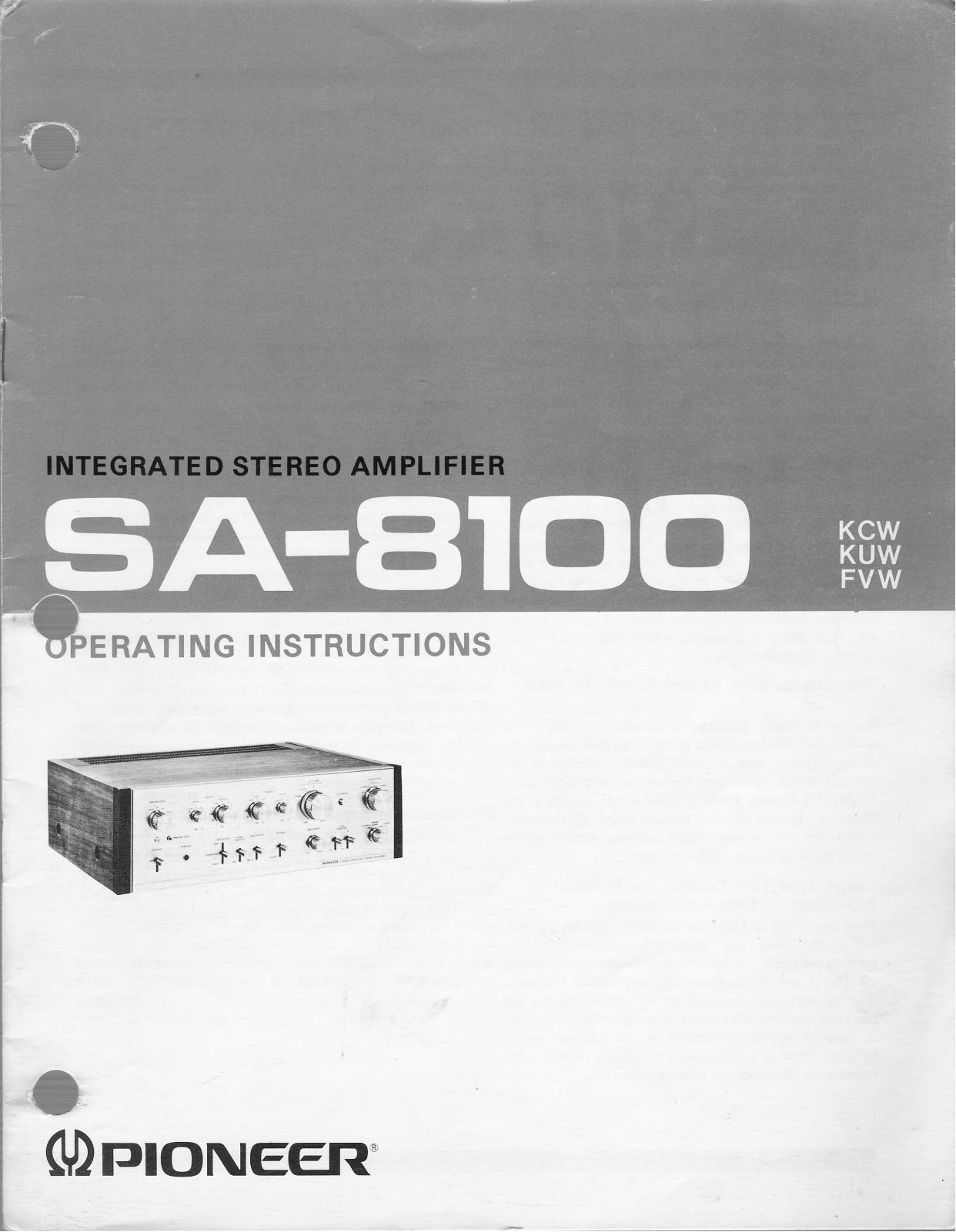 Pioneer SA-8100 Owners manual