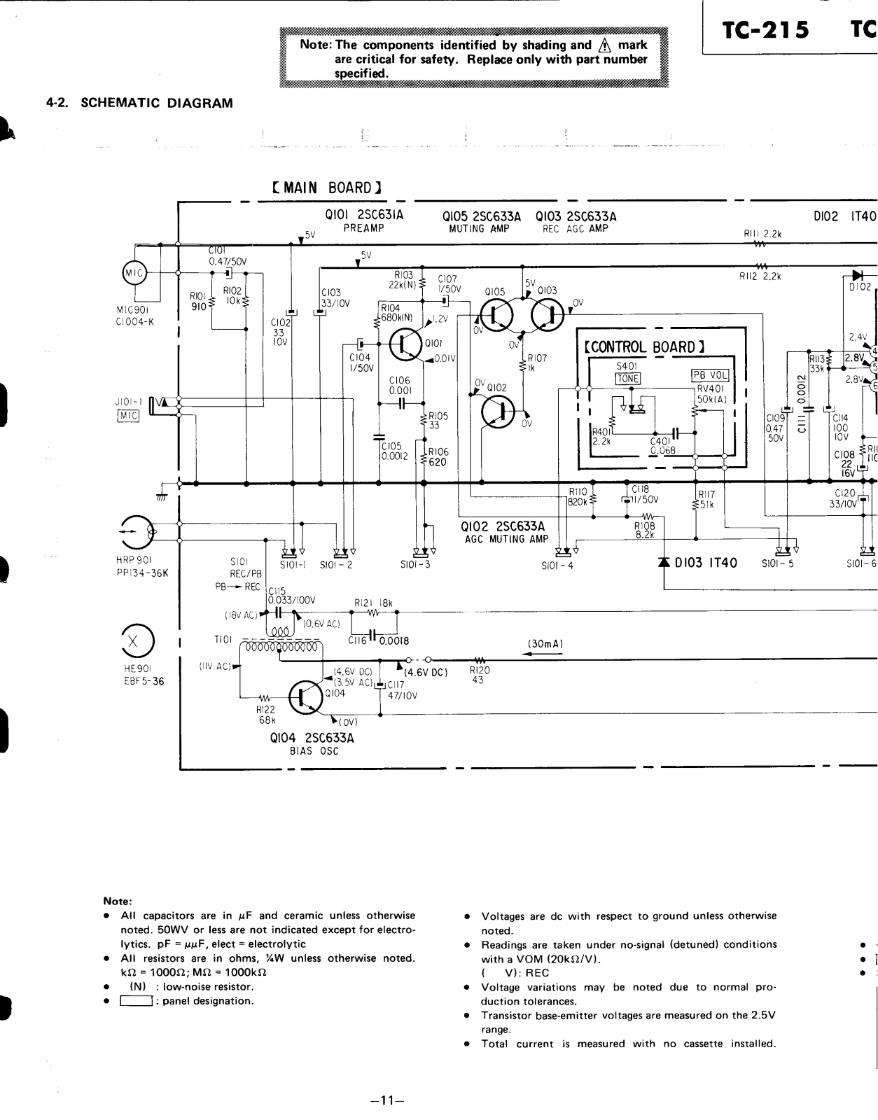 Sony TC-215 Schematic