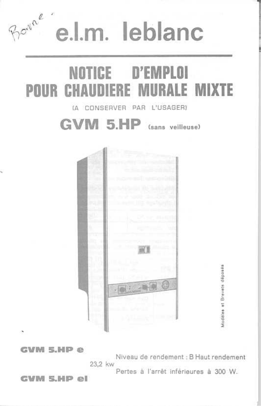 ELM LEBLANC GVM 5.HP User Manual