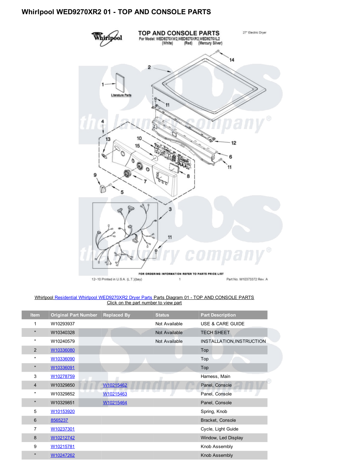 Whirlpool WED9270XR2 Parts Diagram