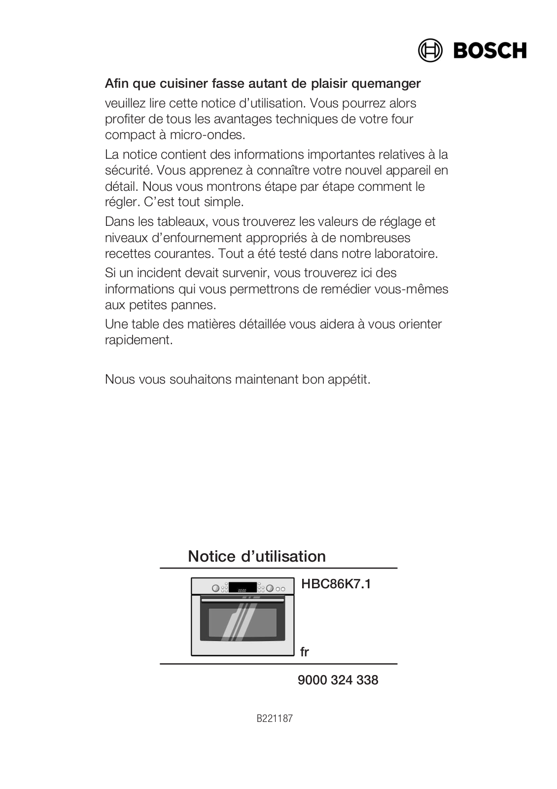 BOSCH HBC86K761, HBC86K771 User Manual