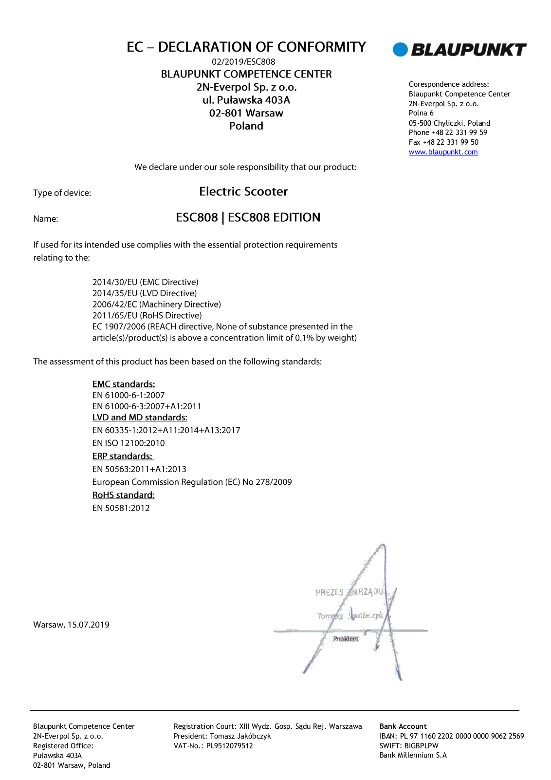 Blaupunkt ESC 808 User Manual