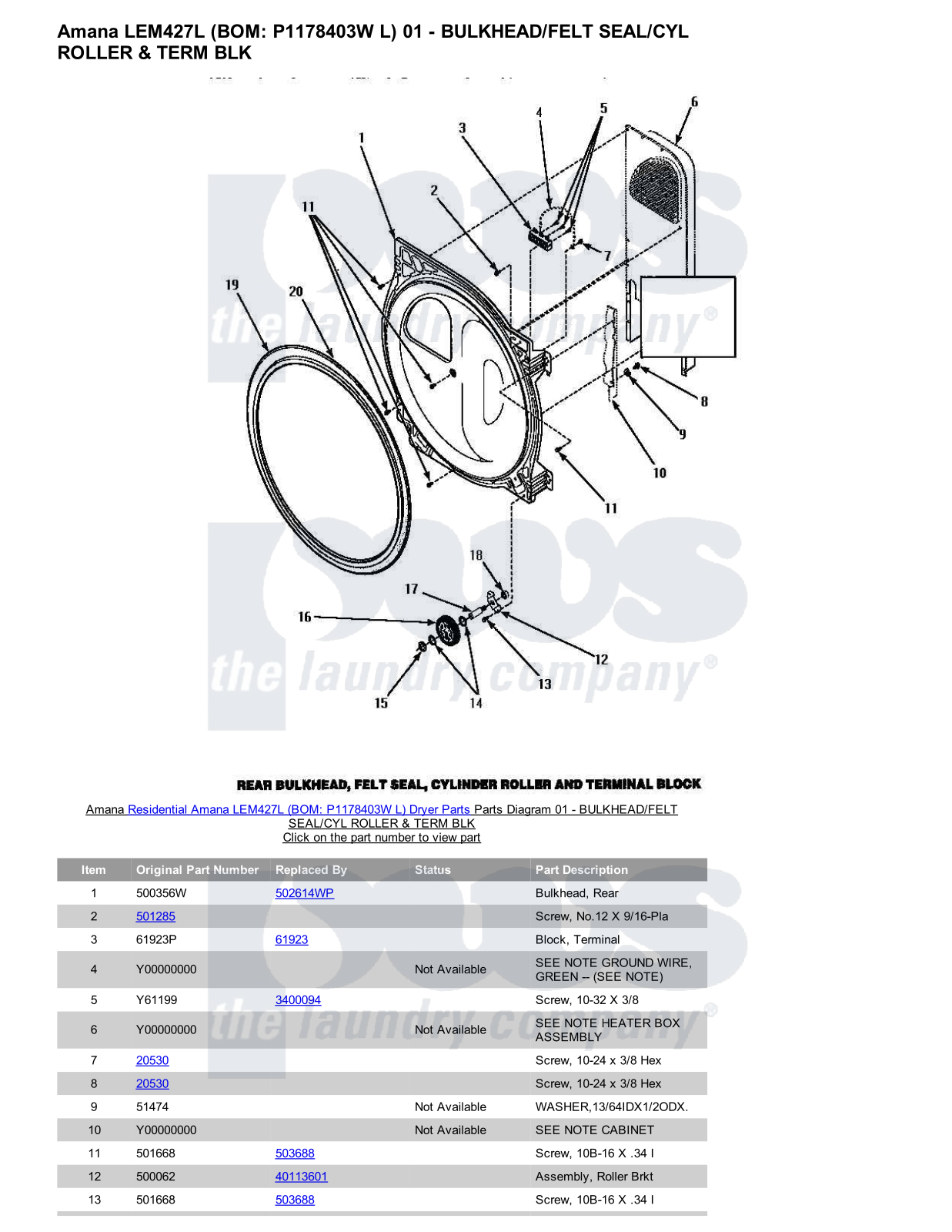 Amana LEM427L Parts Diagram