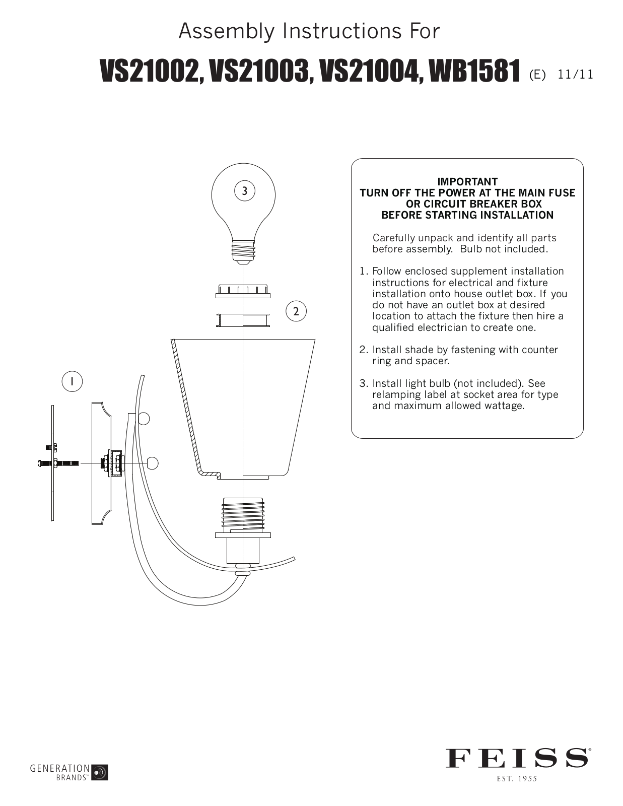 Feiss WB1581 User Manual