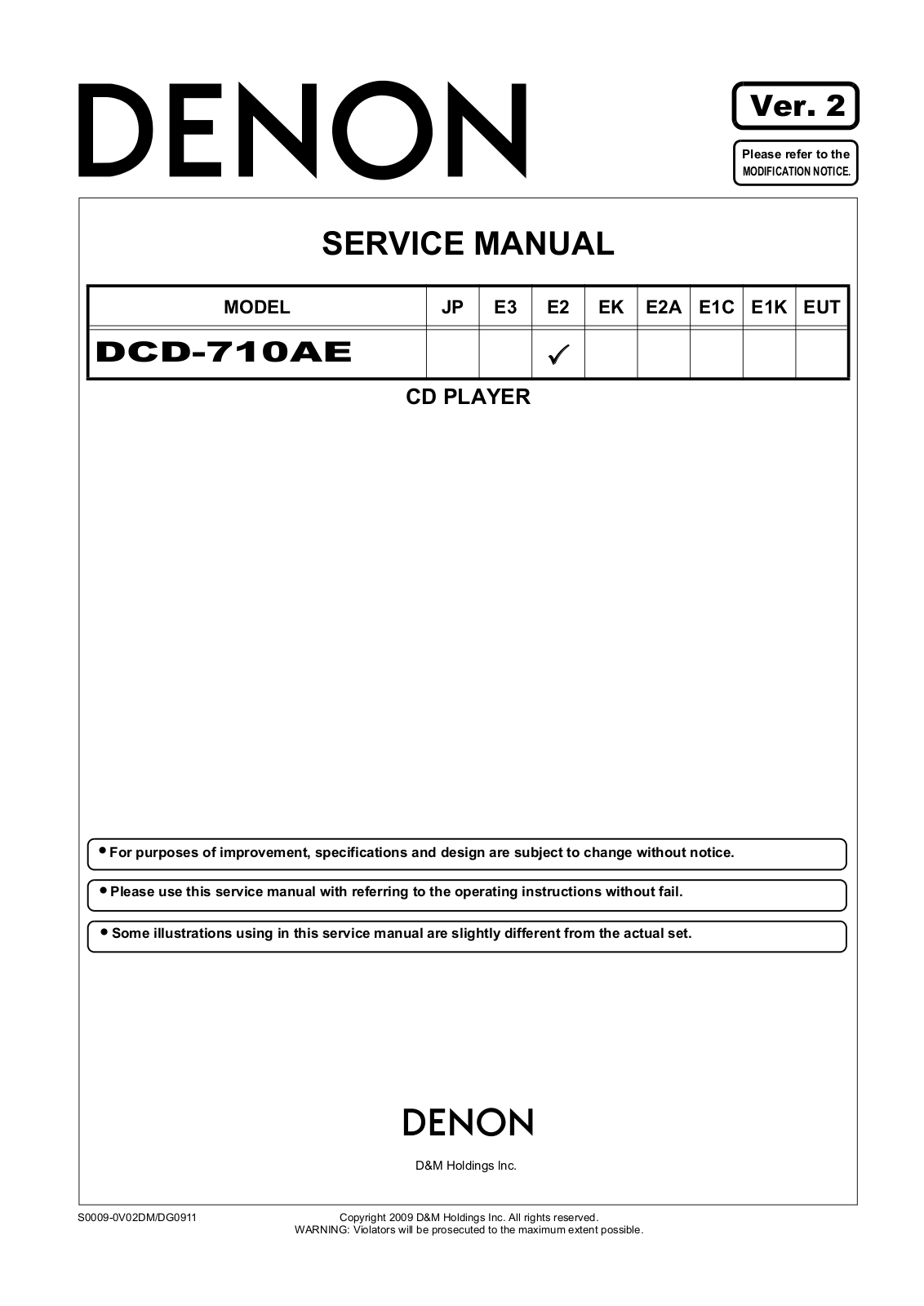 Denon DCD-710 Service Manual