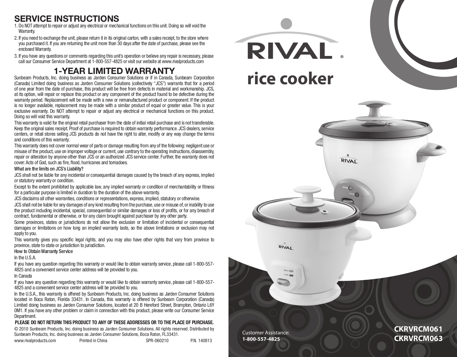 Rival CKRVRCM061, CKRVRCM063 User Manual