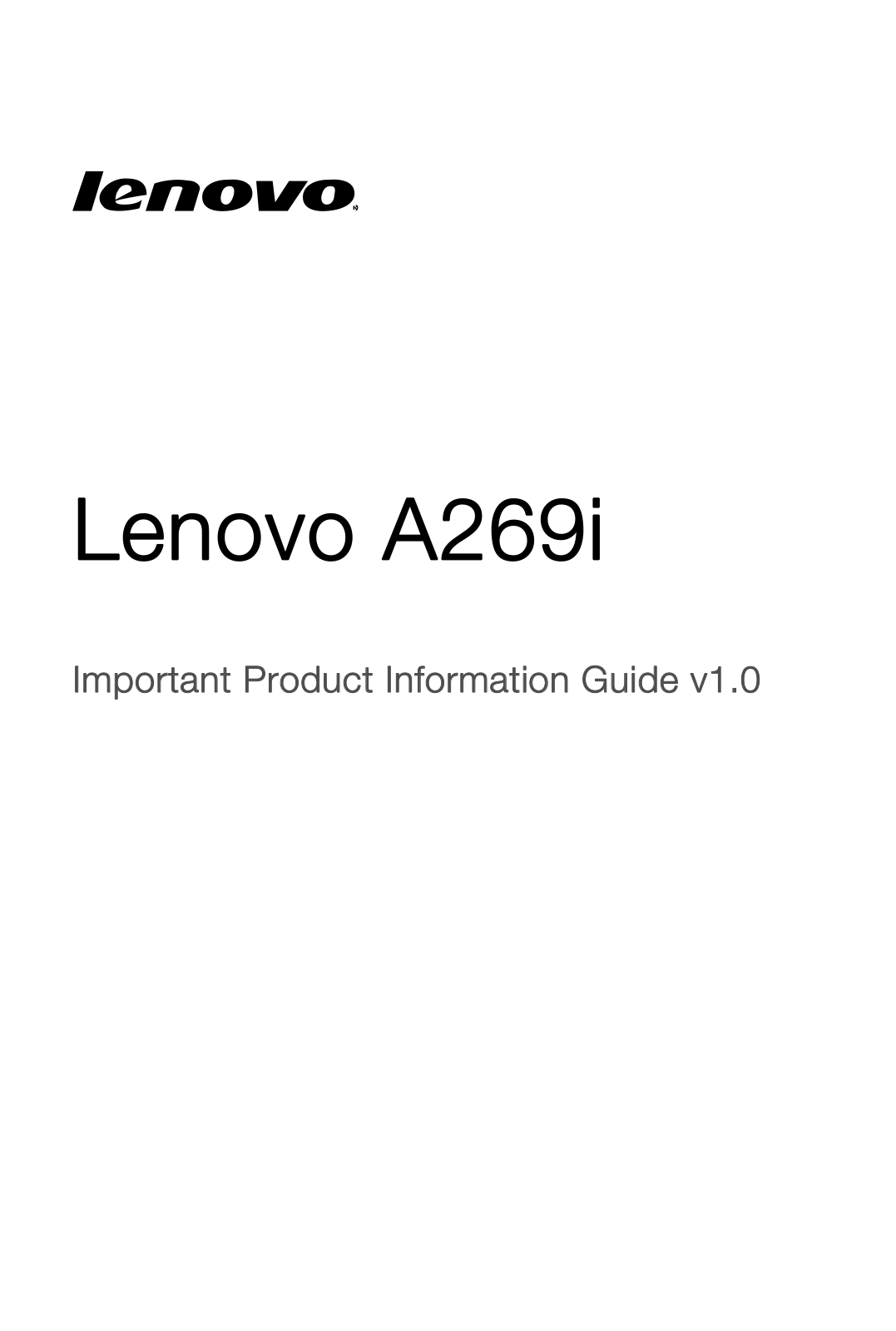 Lenovo A269i User Manual