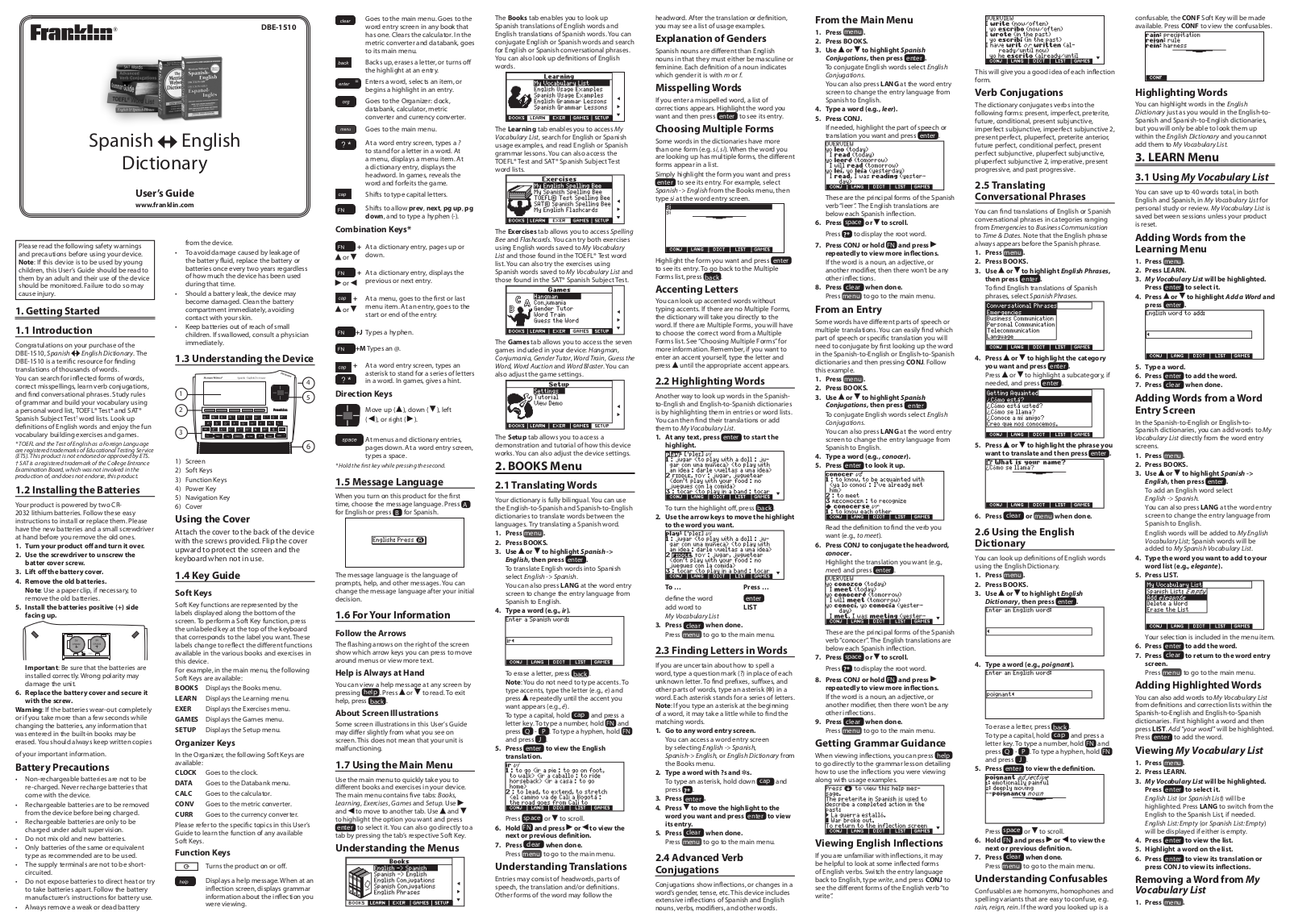 Franklin DBE-1510 User Manual