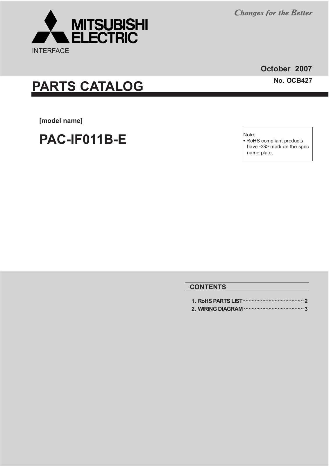 Mitsubishi PAC-IF011B-E PARTS CATALOG