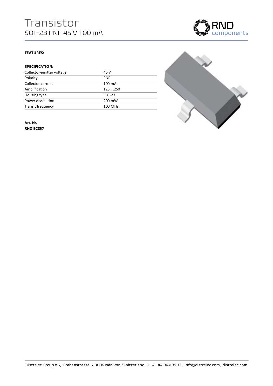 RND COMPONENTS RND BC857 Datasheet - ManualMachine.com