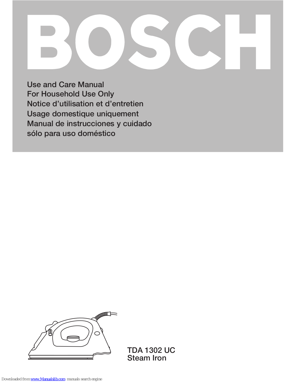 Bosch TDA 1302 UC Use And Care Manual
