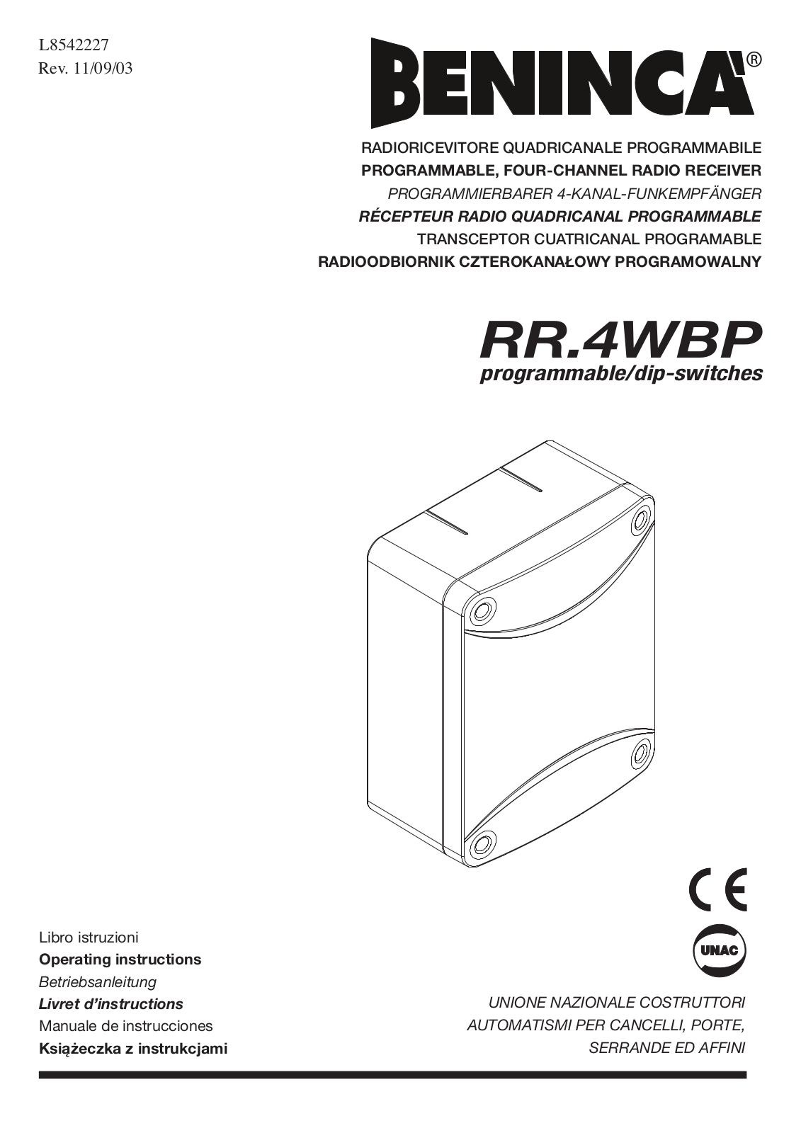 Beninca RR4WBP User Manual