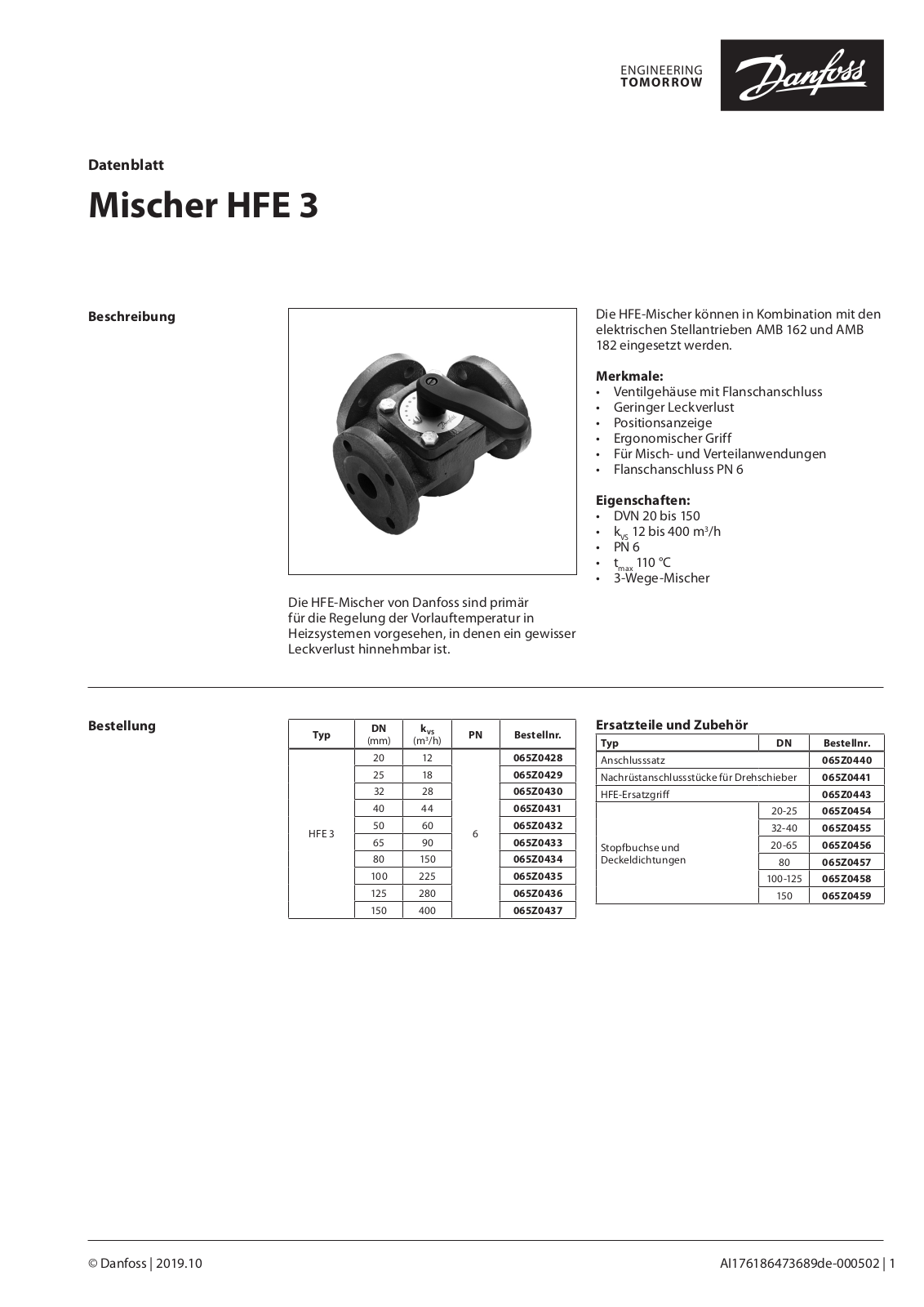 Danfoss HFE 3 Data sheet