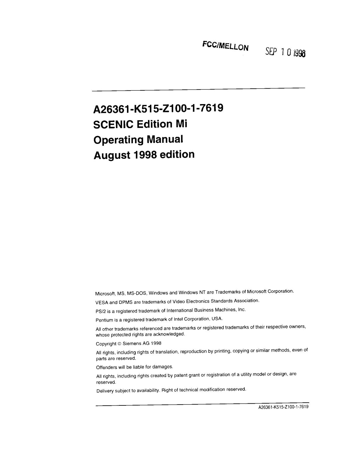 Fujitsu Technology Solutions SCENICM604 User Manual