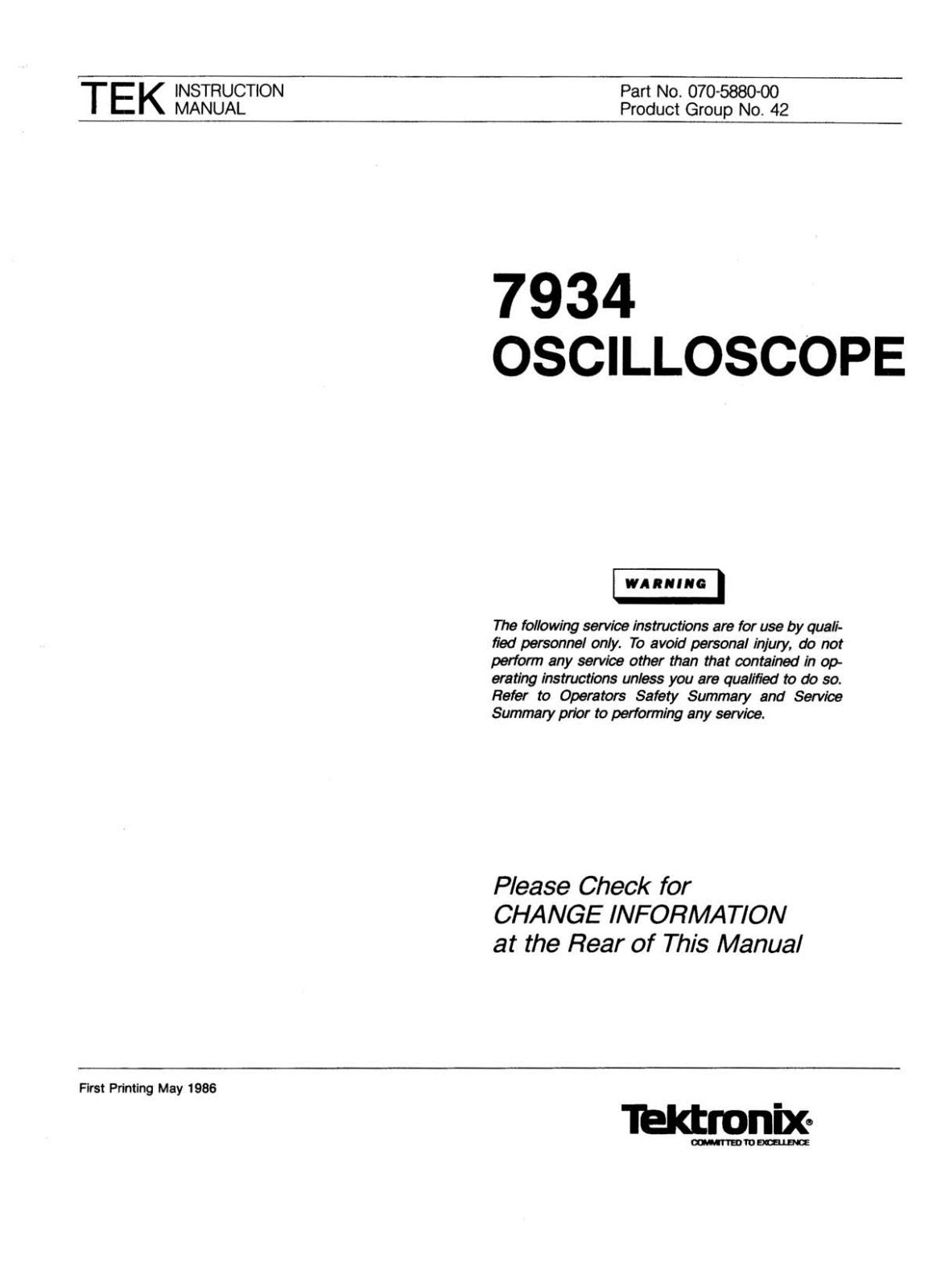 Tektronix 7934 Service manual