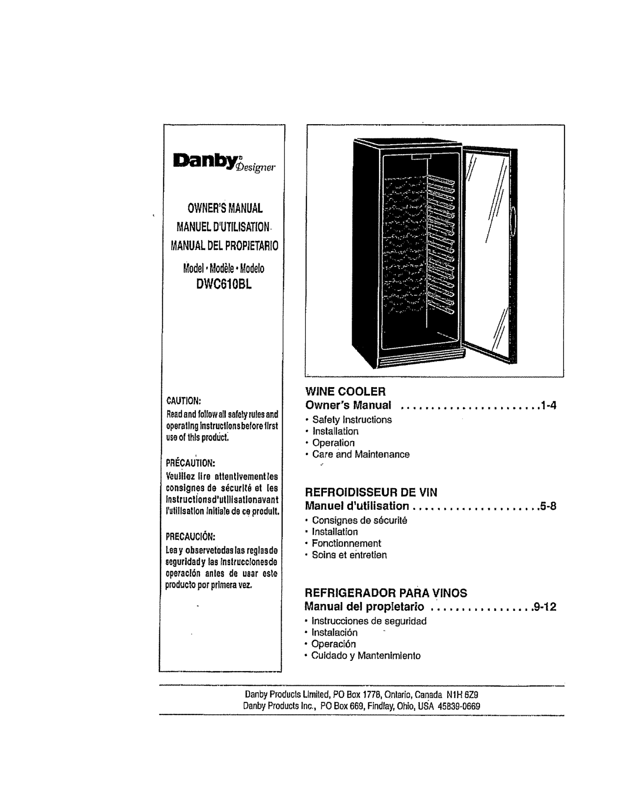 Danby DWC610BL Owner’s Manual