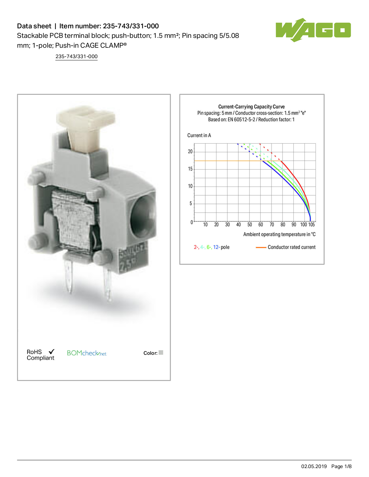 Wago 235-743/331-000 Data Sheet