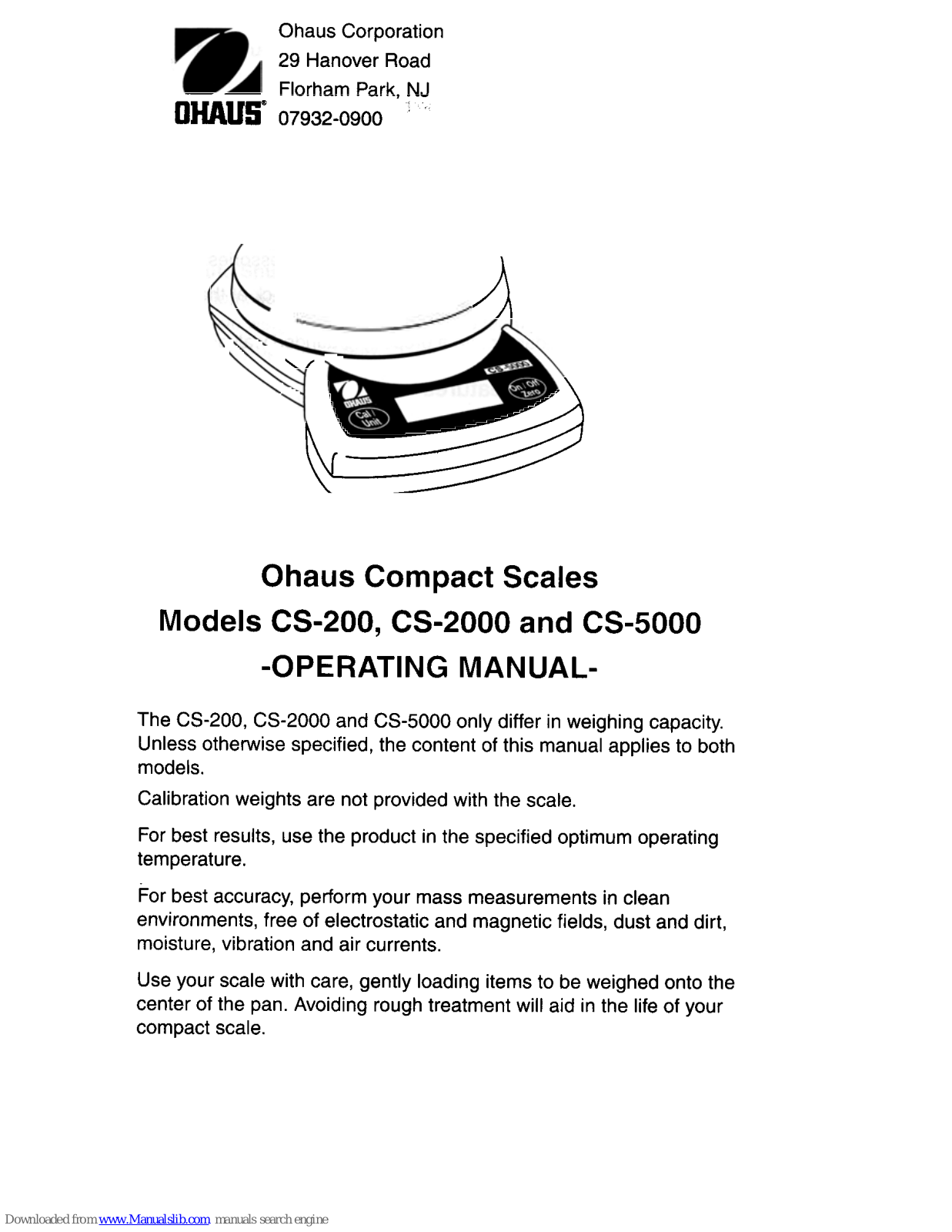 OHAUS CS-200, CS-2000, CS-5000 Operating Manual - ManualMachine.com