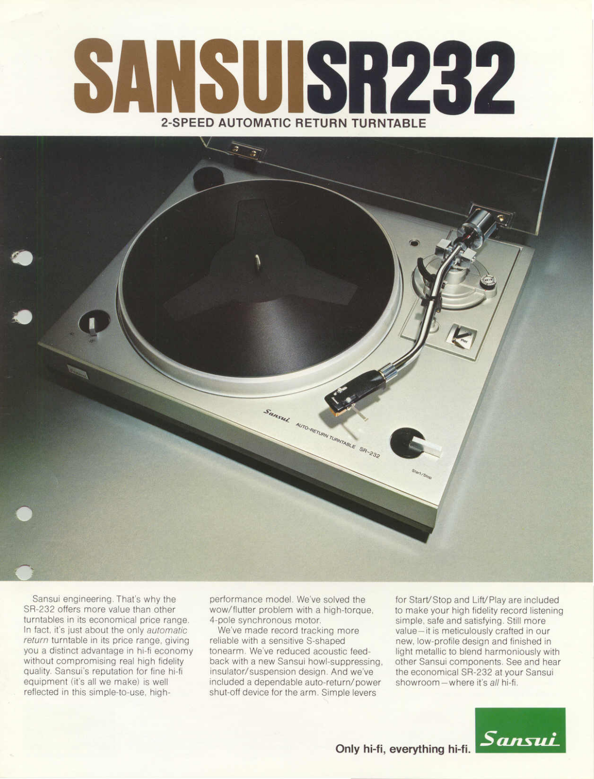 Sansui SR-232 Brochure