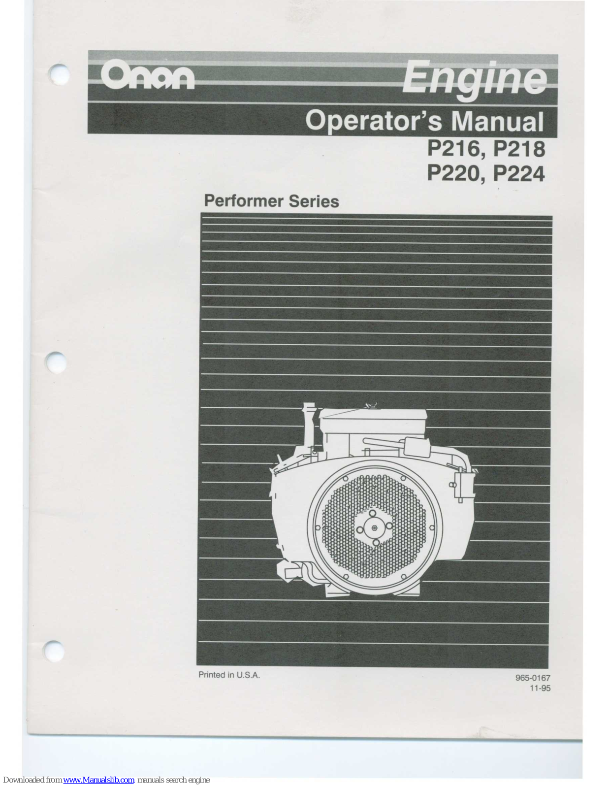 Onan P216, P218, P220, P224 Operators Manual