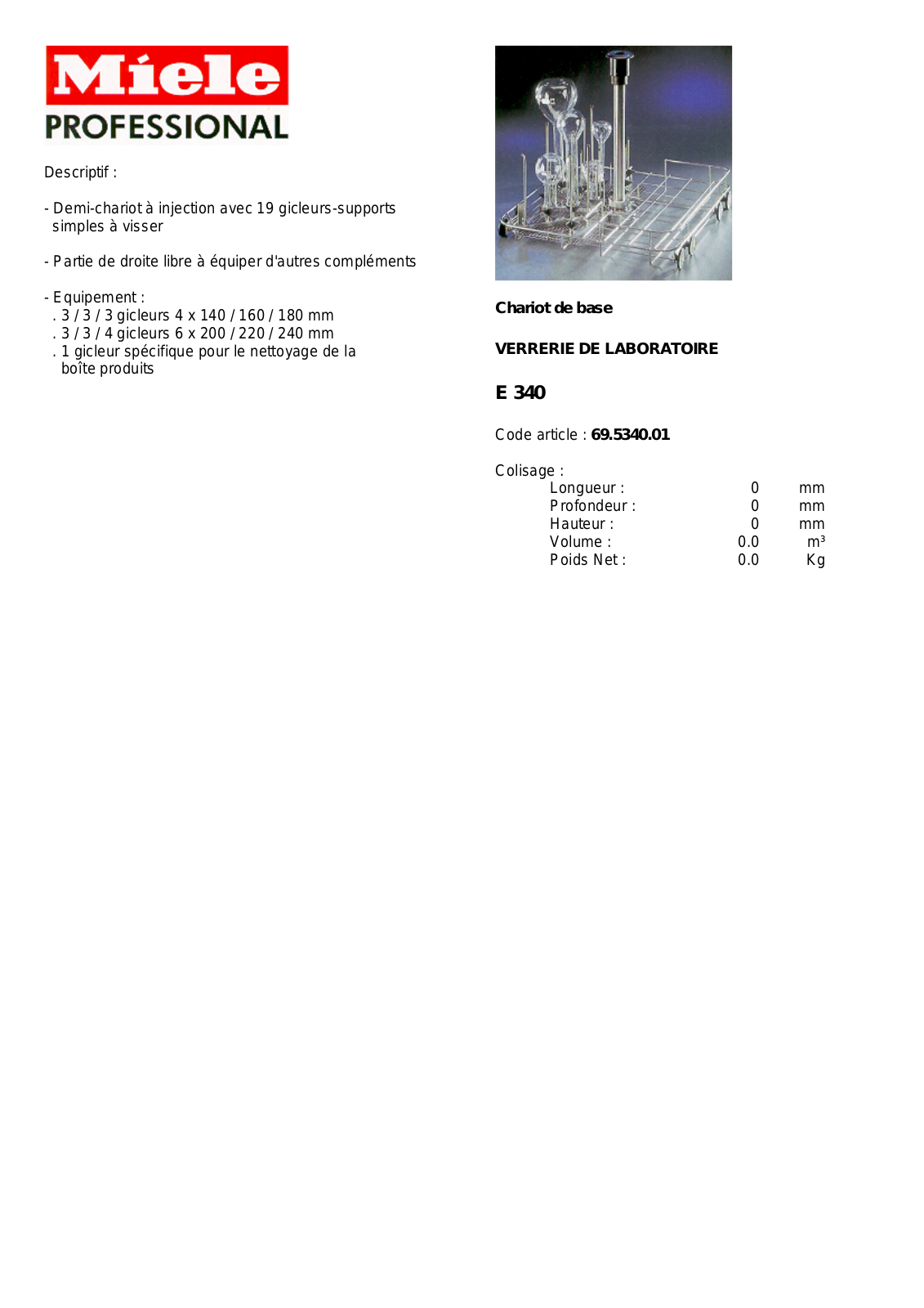 MIELE E 340 DESCRIPTIF User Manual