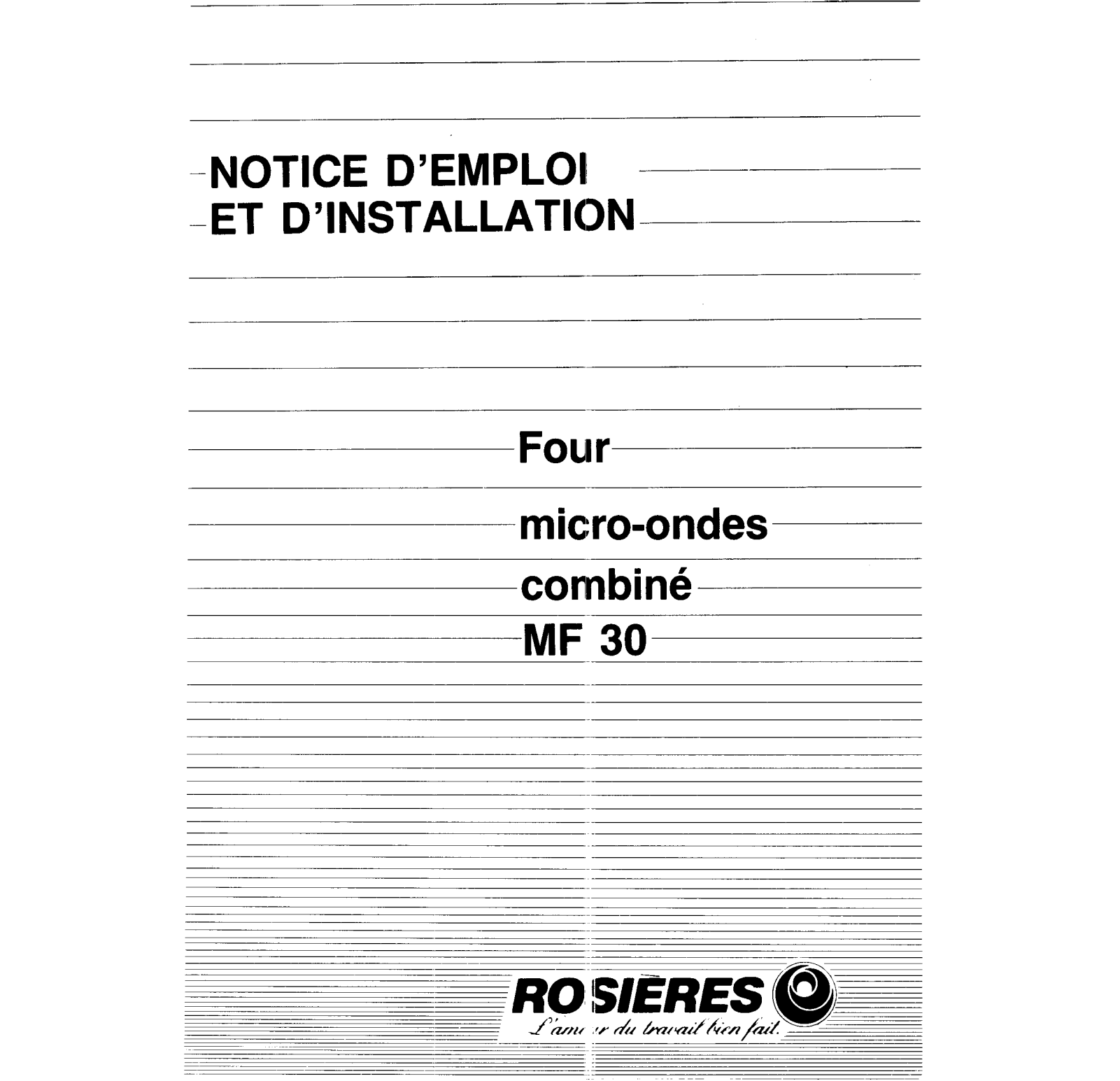 Rosieres MF 30 User Manual