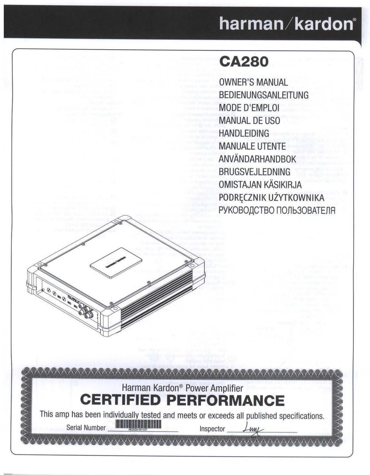 Harman Kardon CA-280E User Manual