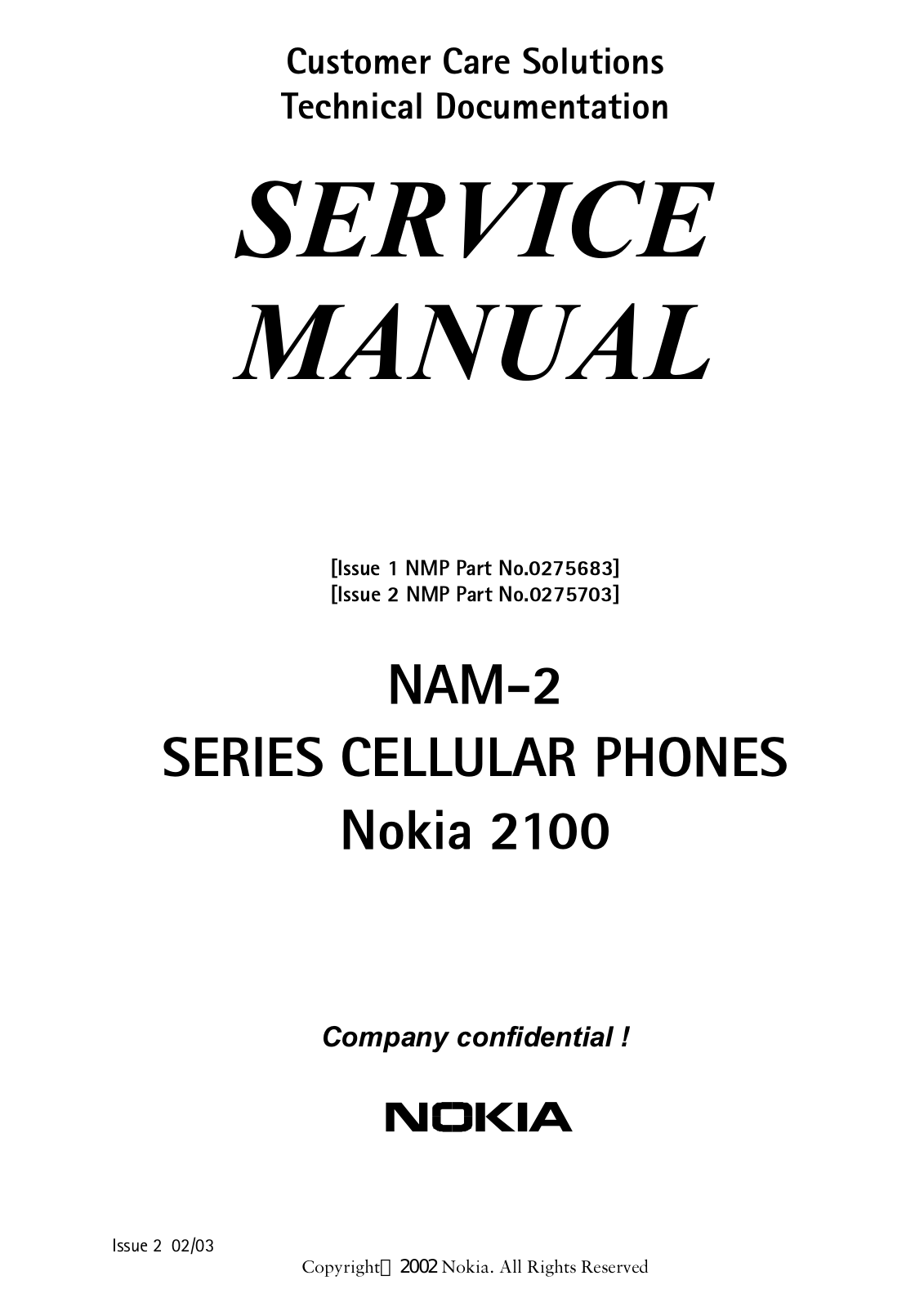 Nokia 2100 Service Manual 1 nam2 foreword