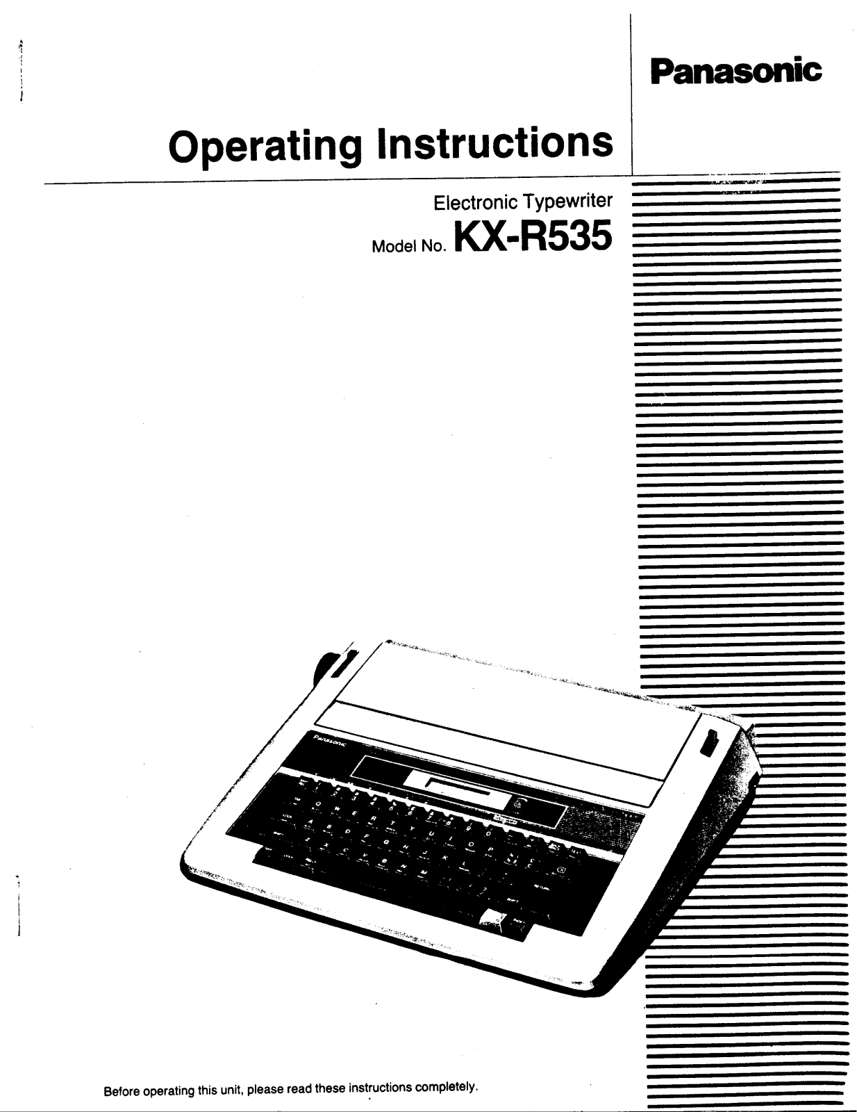 Panasonic kx-r535 Operation Manual