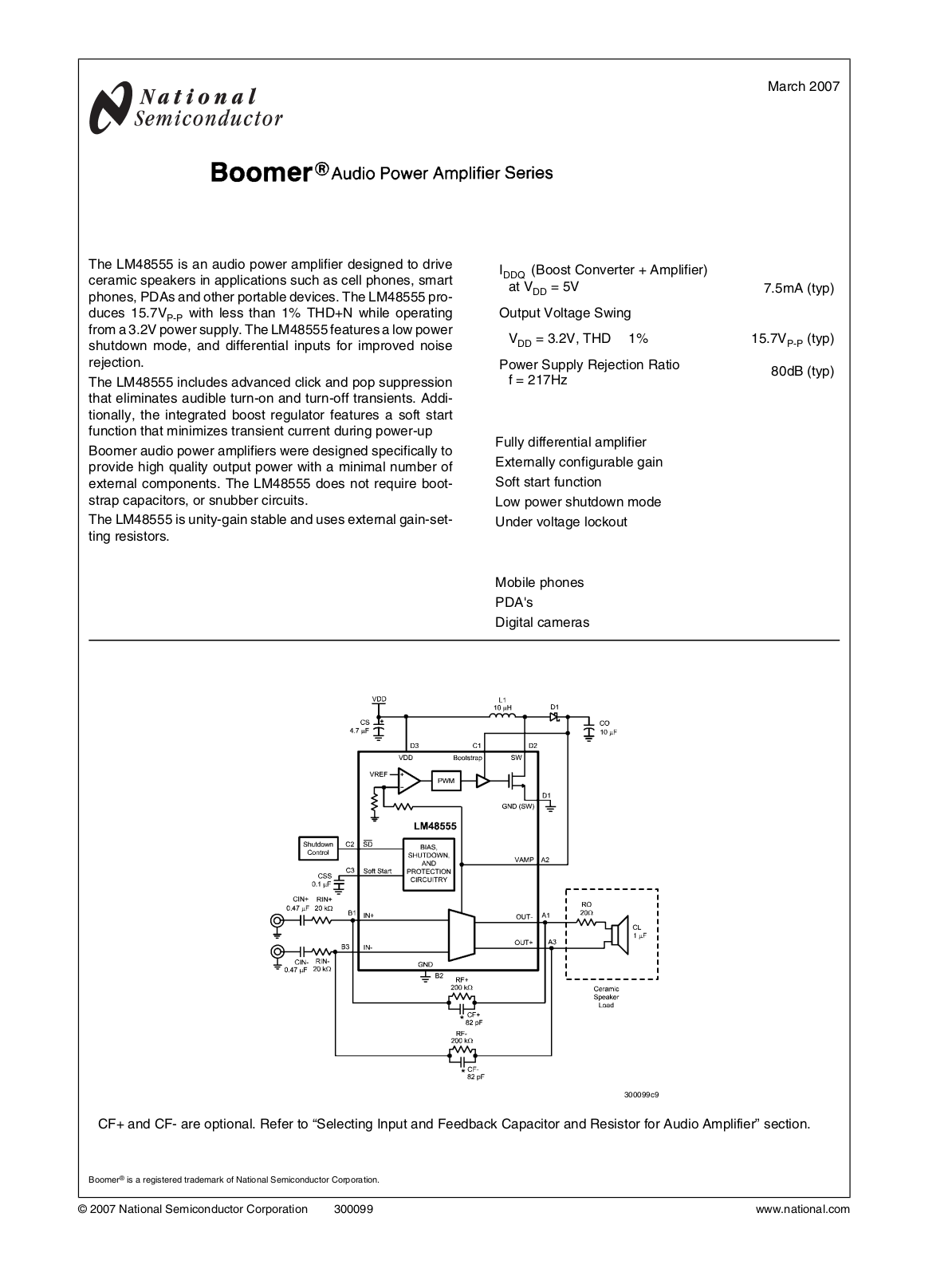 National Semiconductor LM48555 Technical data