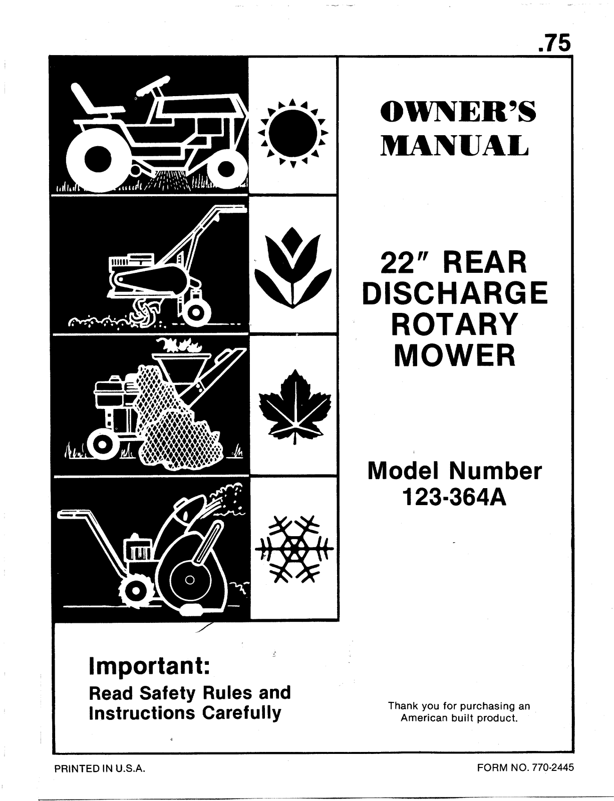 MTD 123-364A User Manual